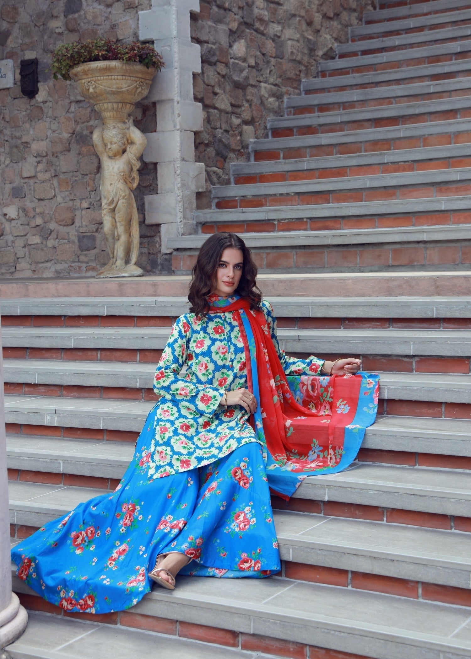lawn Sharara in Blue