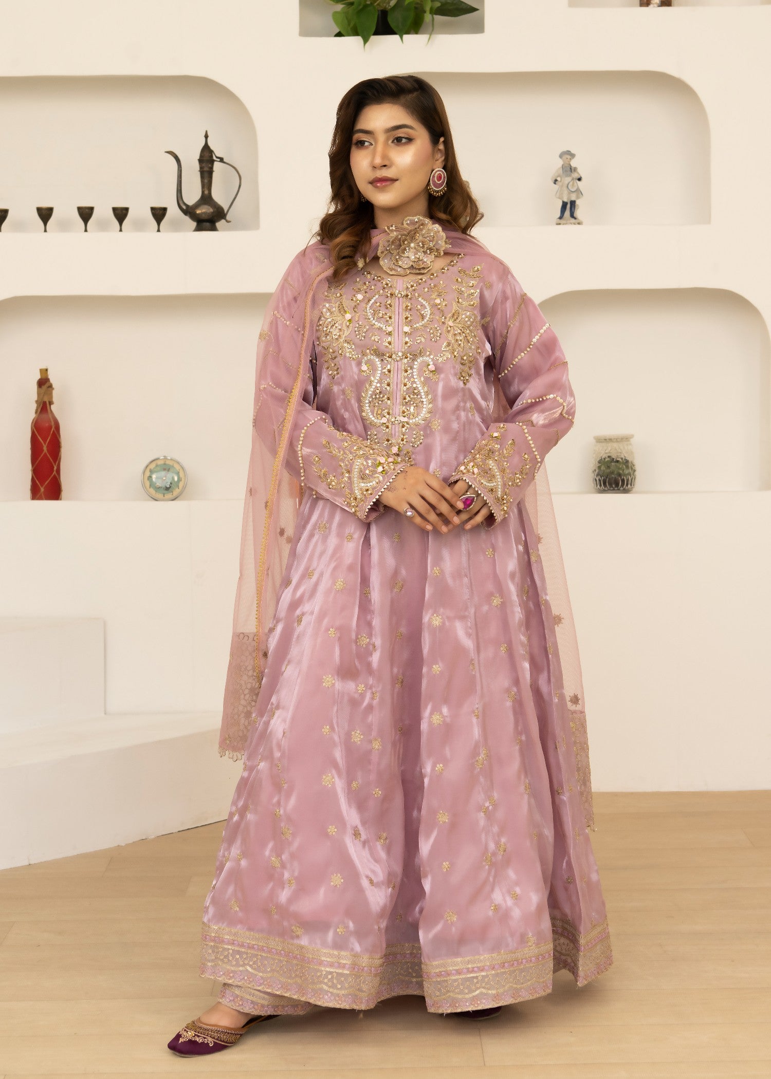 chiffon silk Maxi in Mauve pink