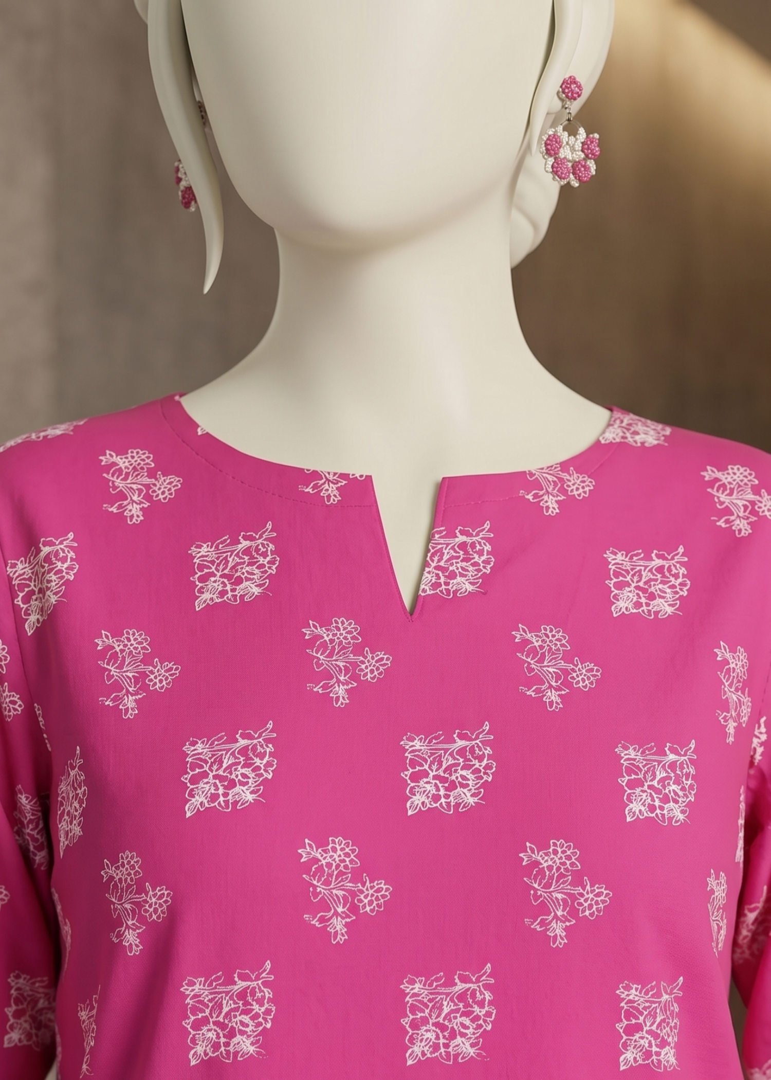 arabic lawn Kurta Set in Shocking pink