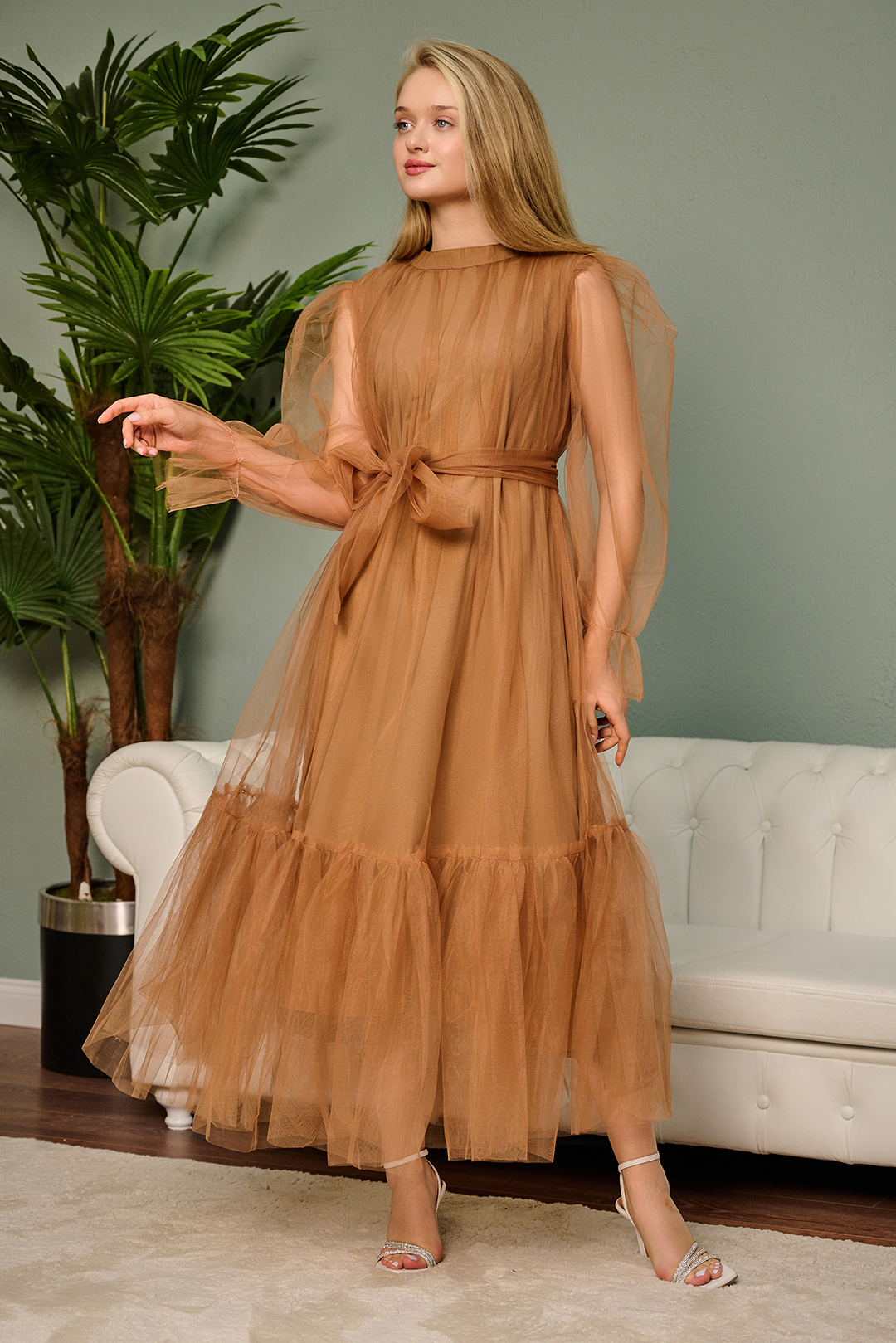 net Dress in Brown