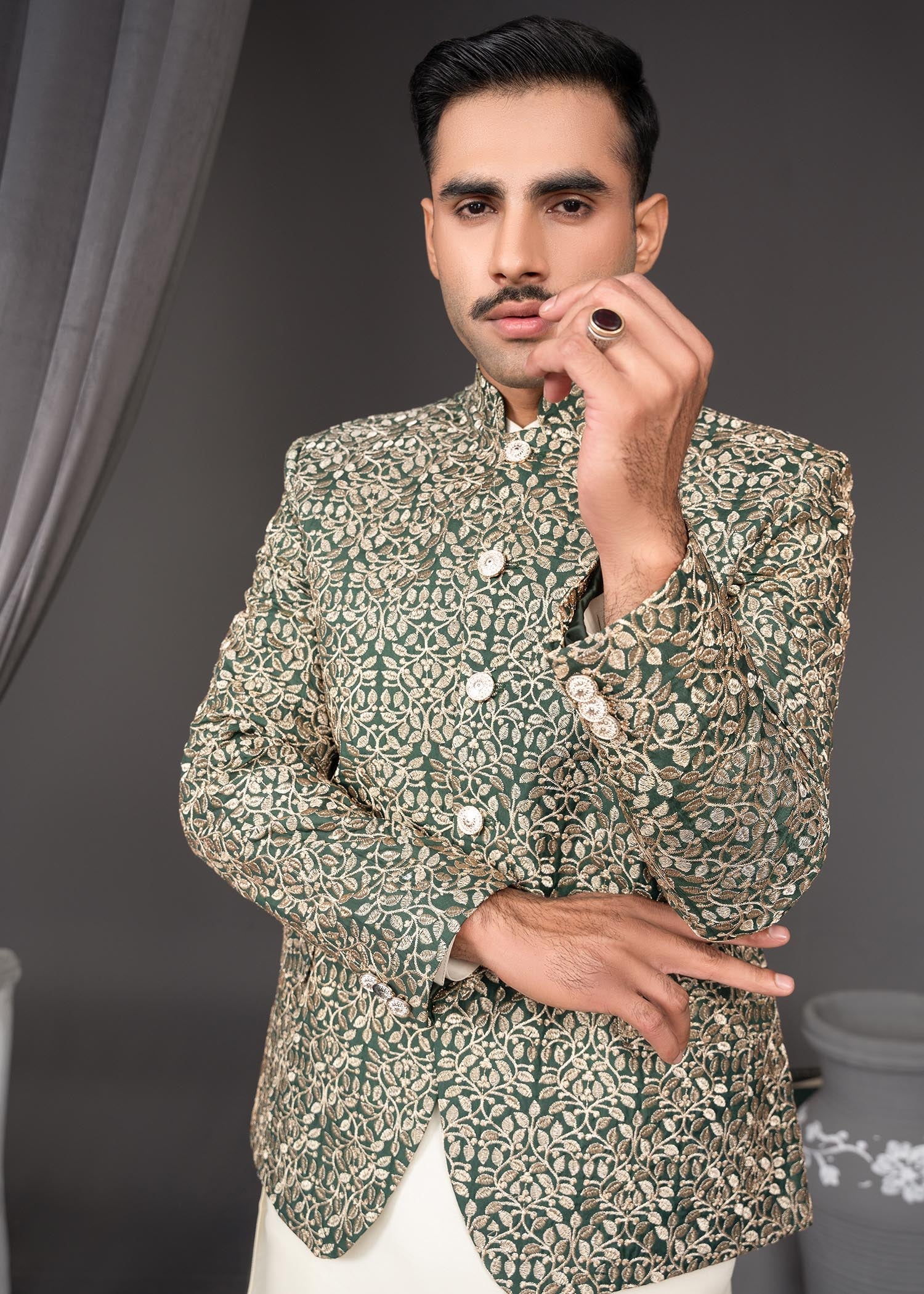 silk Prince Coat in Green