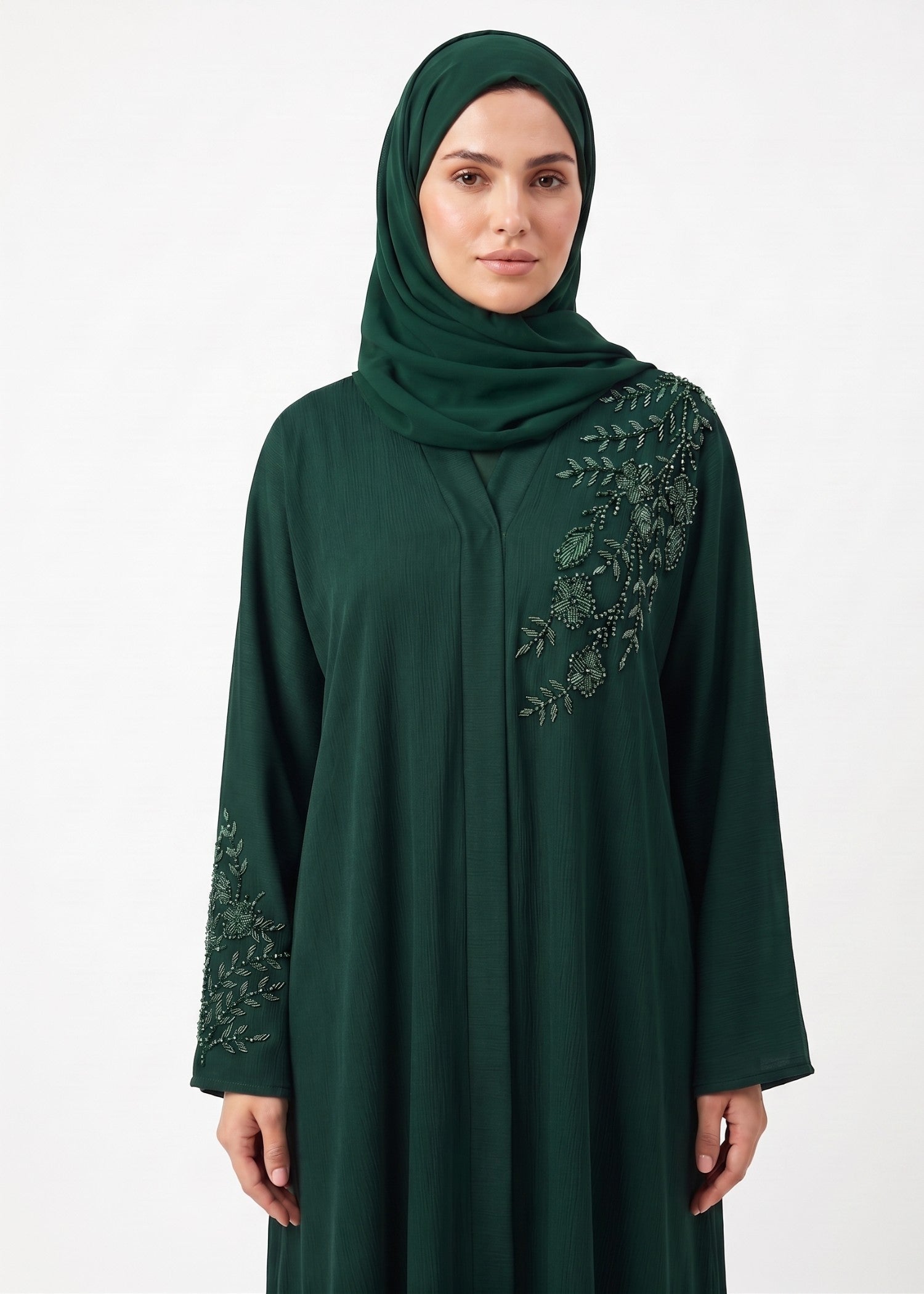crinkle Abaya in Emerald green