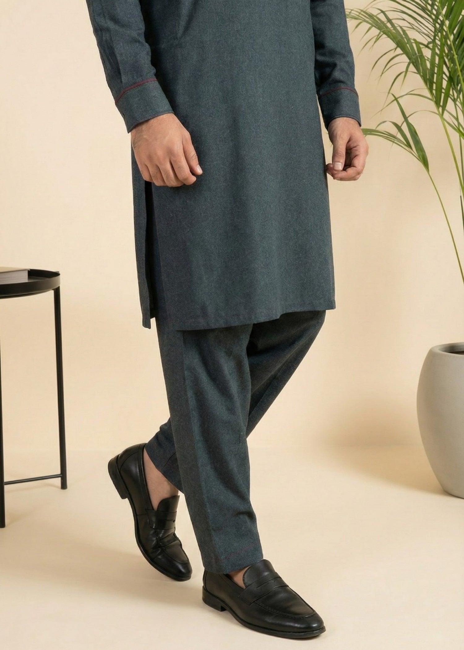 woolen karandi Shalwar Kameez in Pine green