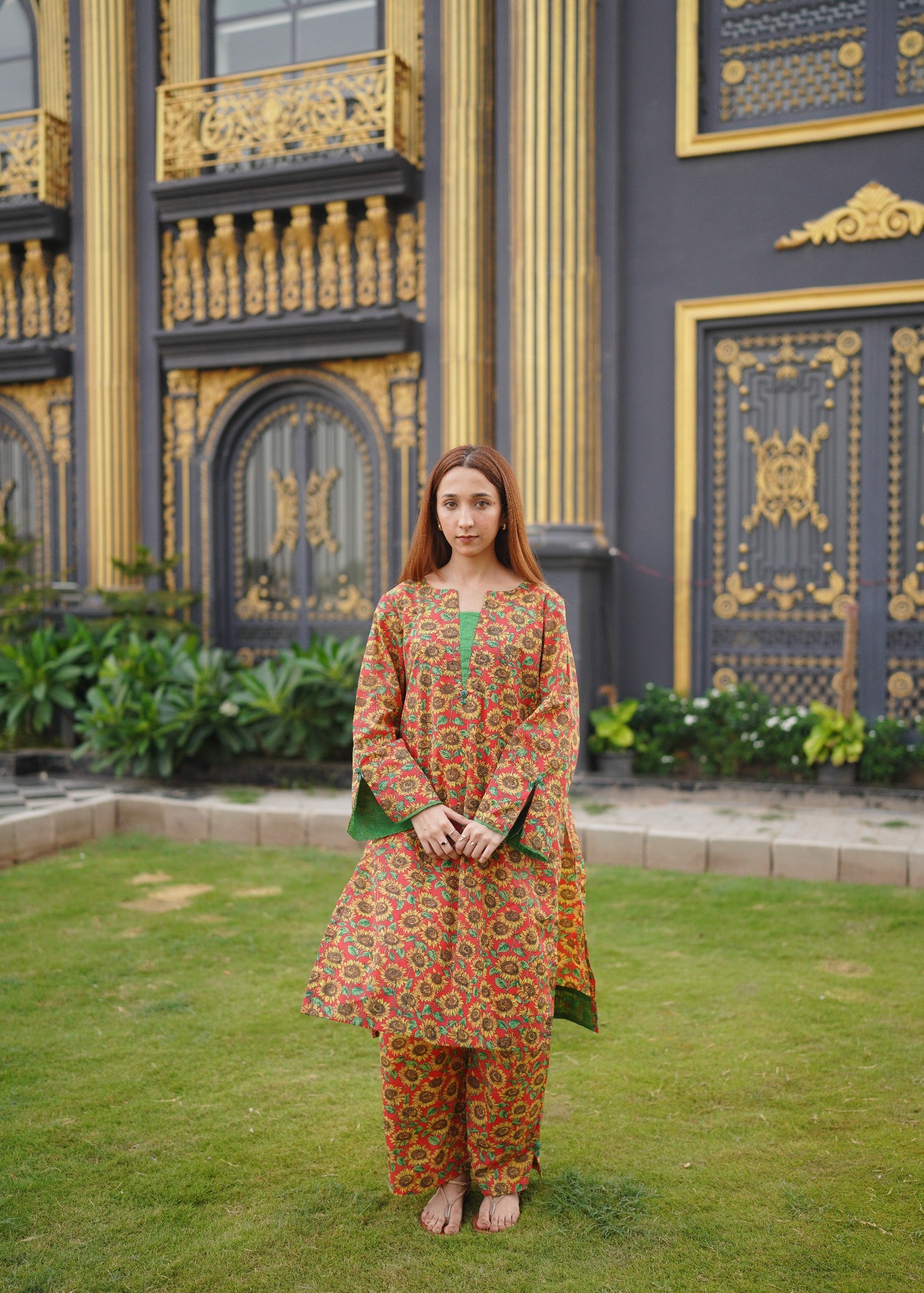 cotton dobby Co Ord Sets in Sunset orange