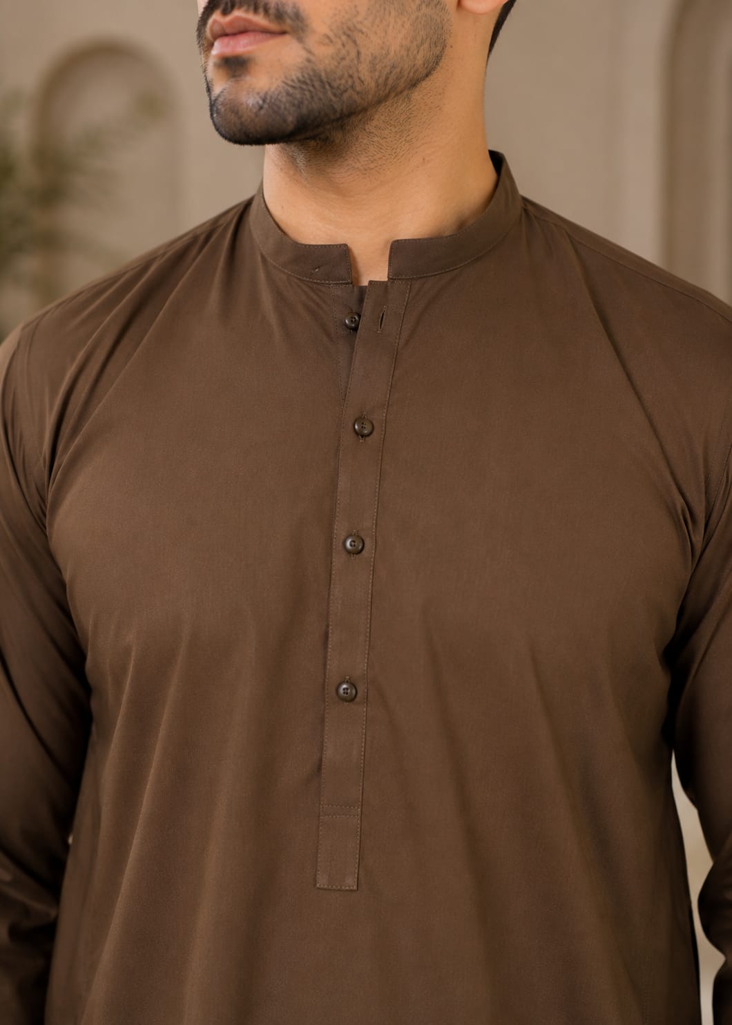 wash & wear Kurta Set in Oak brown