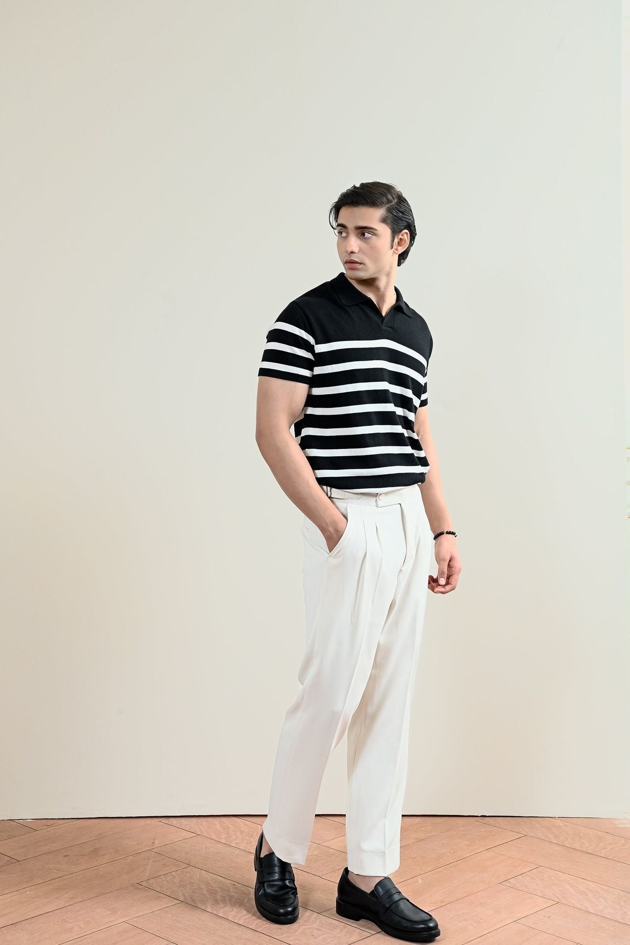 cotton Polo Shirt in Jet black