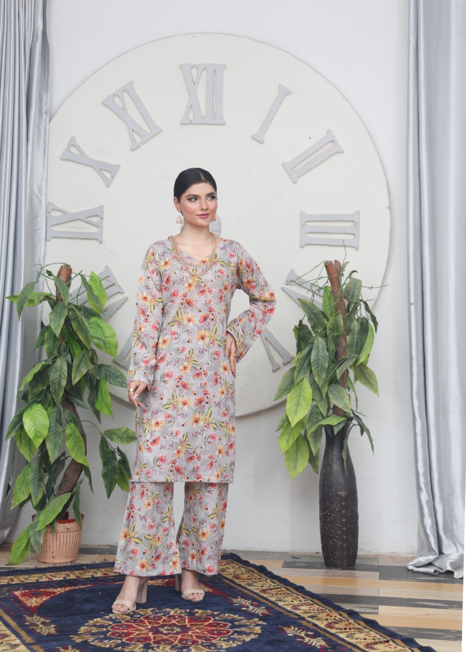 lawn Co Ord Sets in Silver