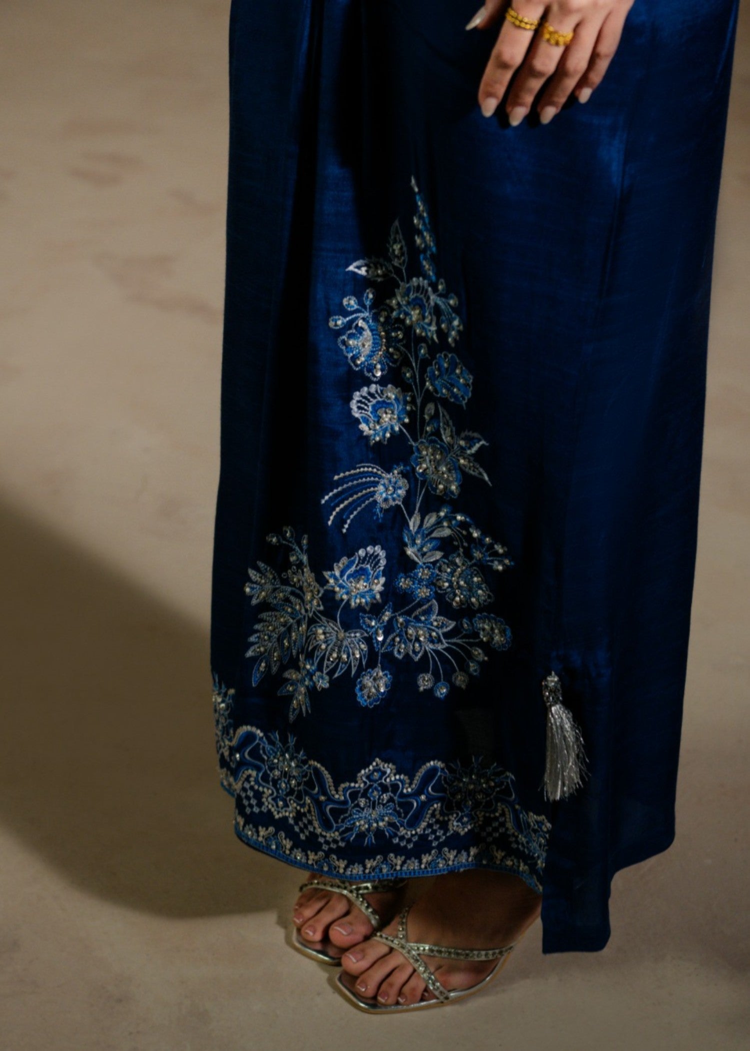crepe silk Kaftan in Sapphire blue