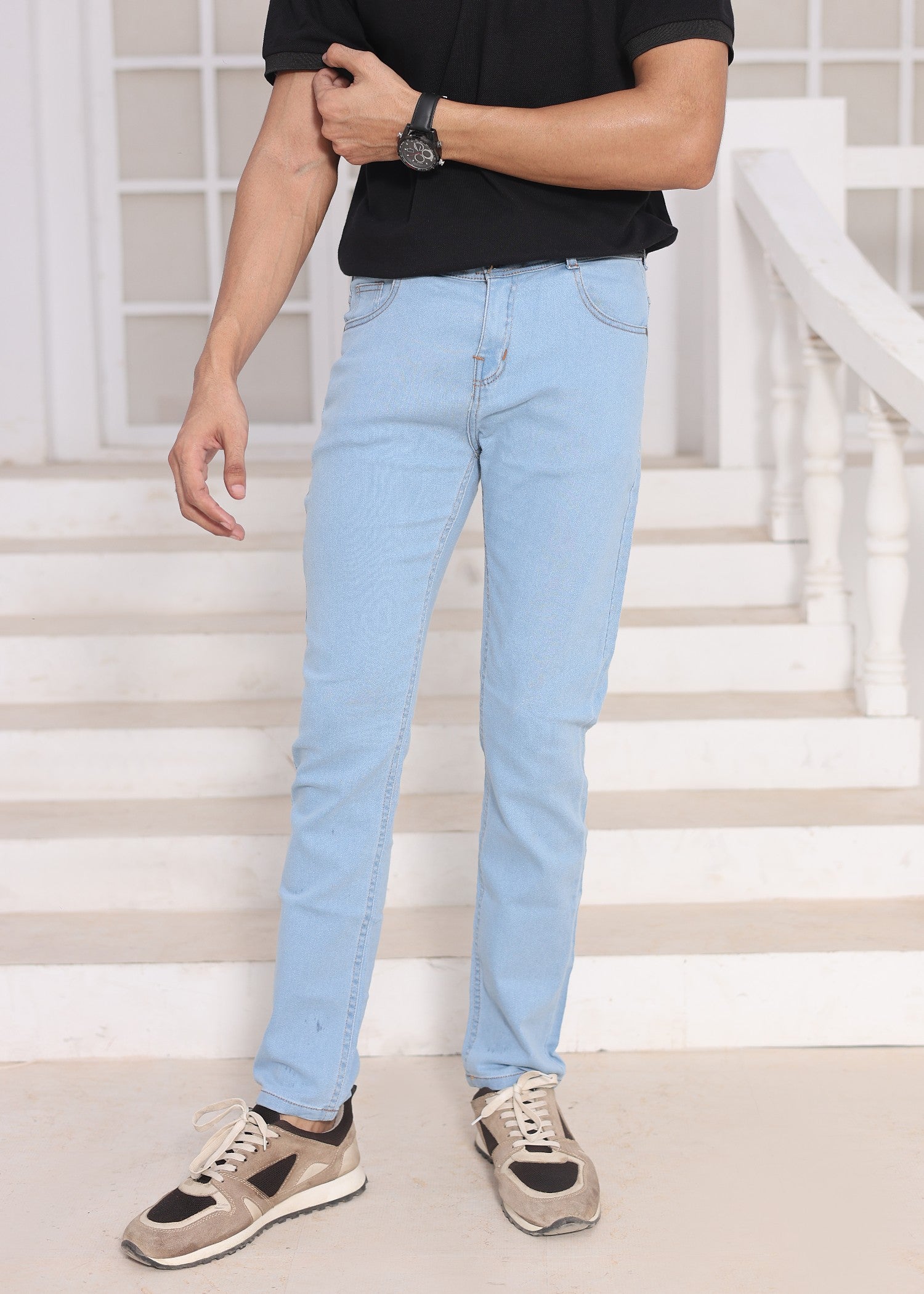 polycotton Jeans in Ice blue
