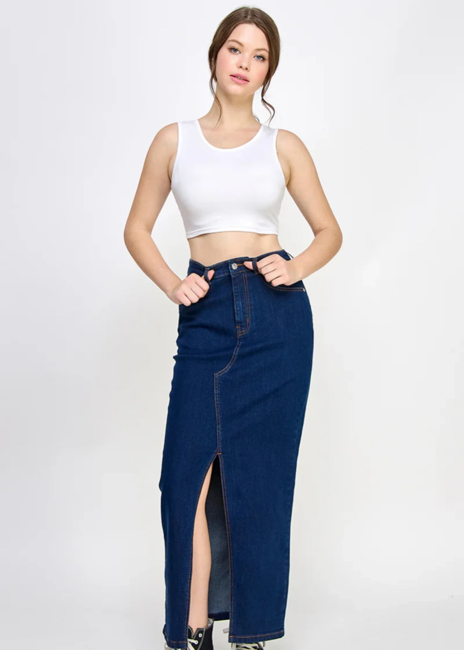 denim Skirt in Dark blue