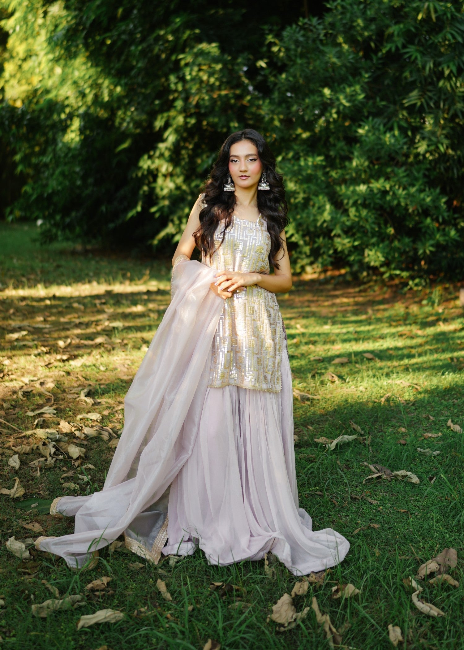 organza Sharara in Thistle