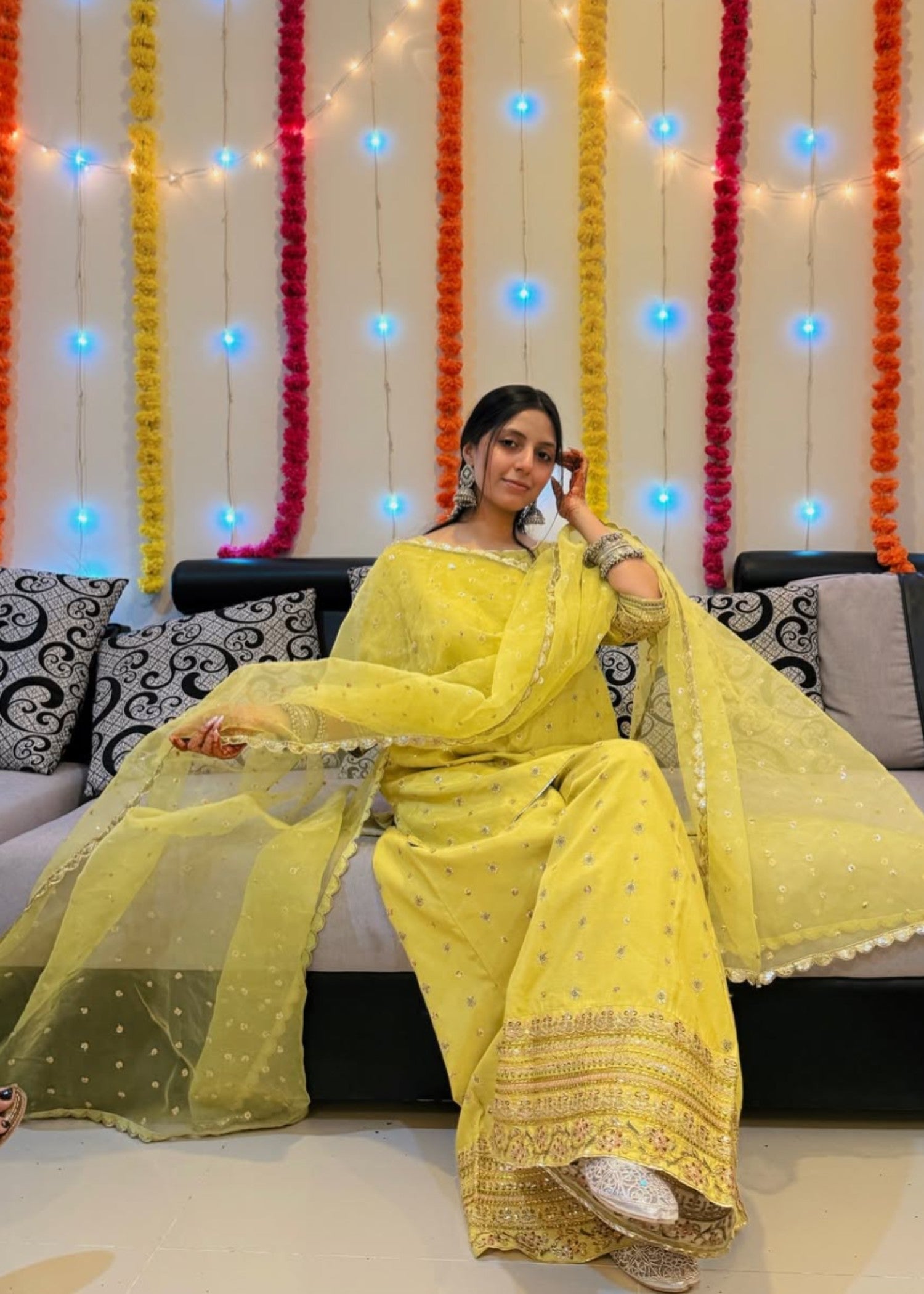 silk Kurta Set in Yellow
