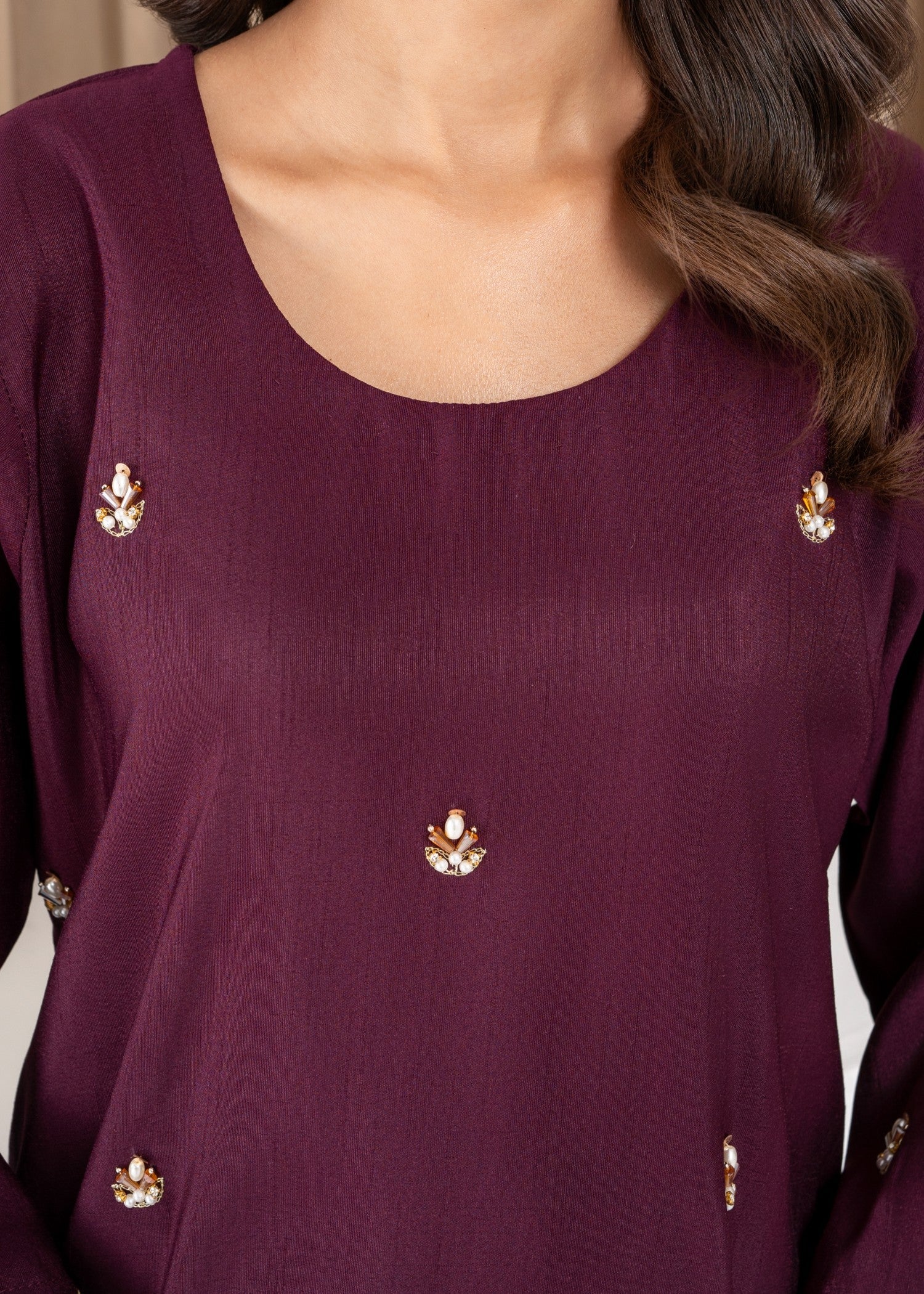 raw silk Kurta Set in Deep purple