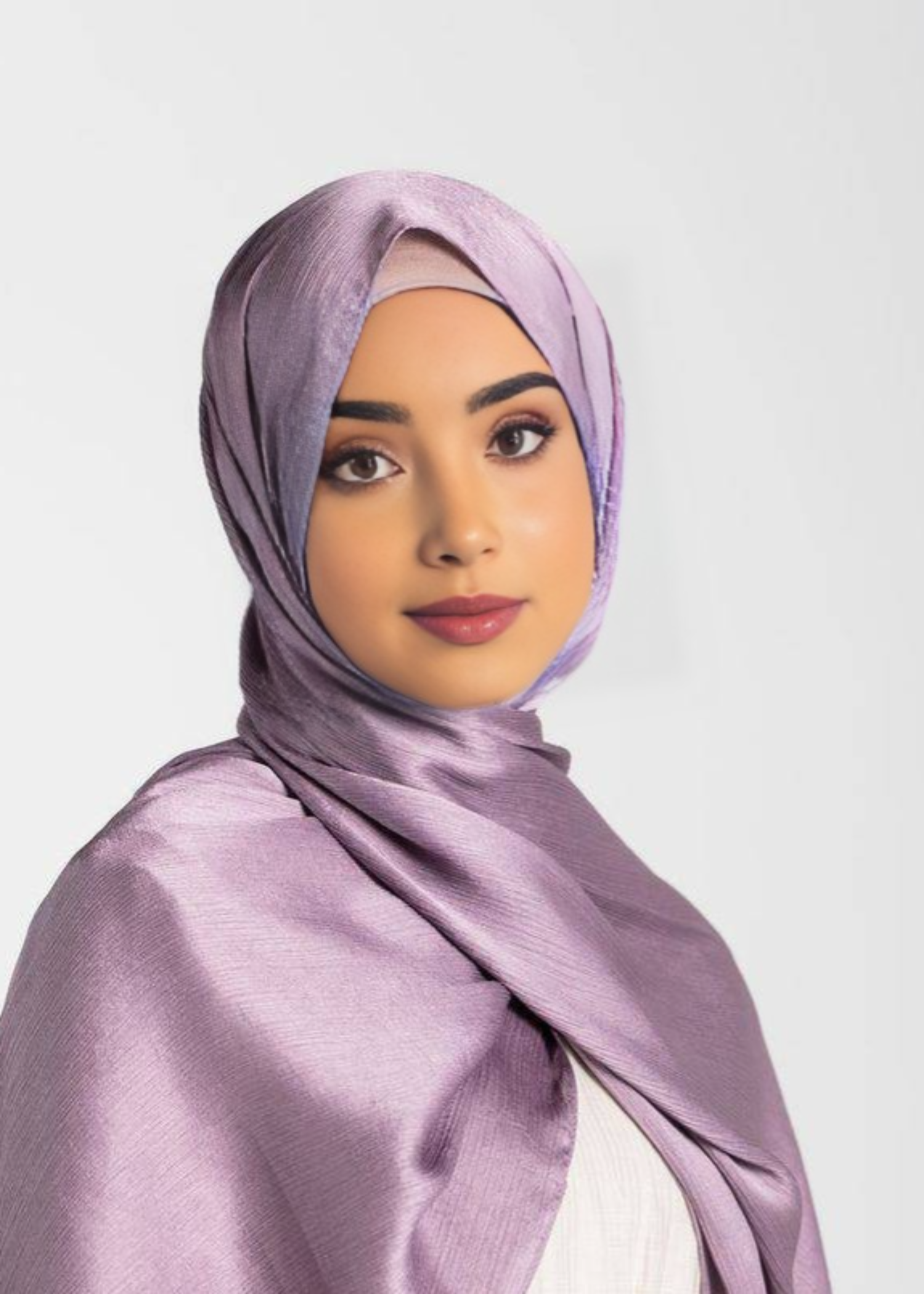 satin crepe Hijab in Purple mountain majesty