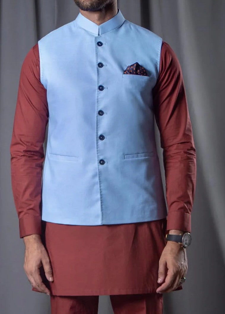 cotton Waistcoat in Sky blue