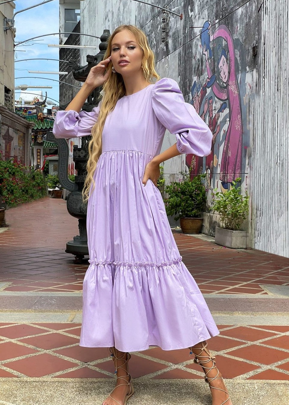 cotton Dress in Lilac