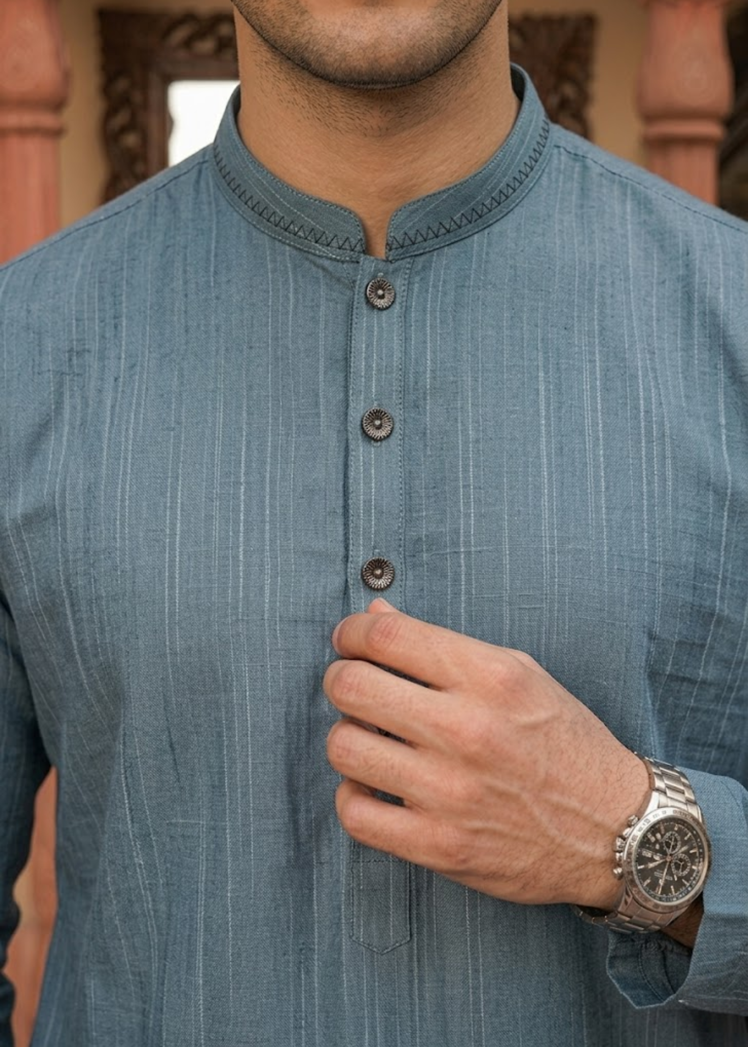 wash & wear Kurta in Carolina blue