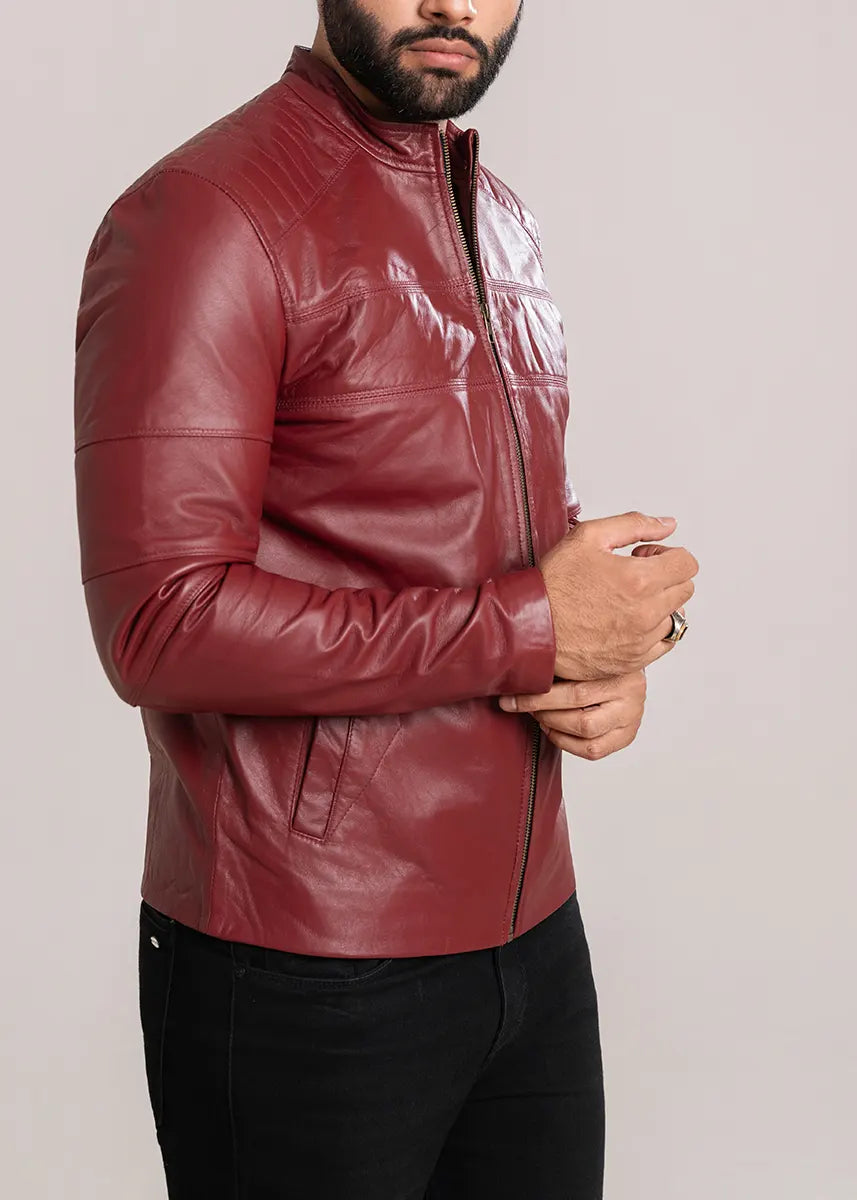 leather Jacket in Maroon