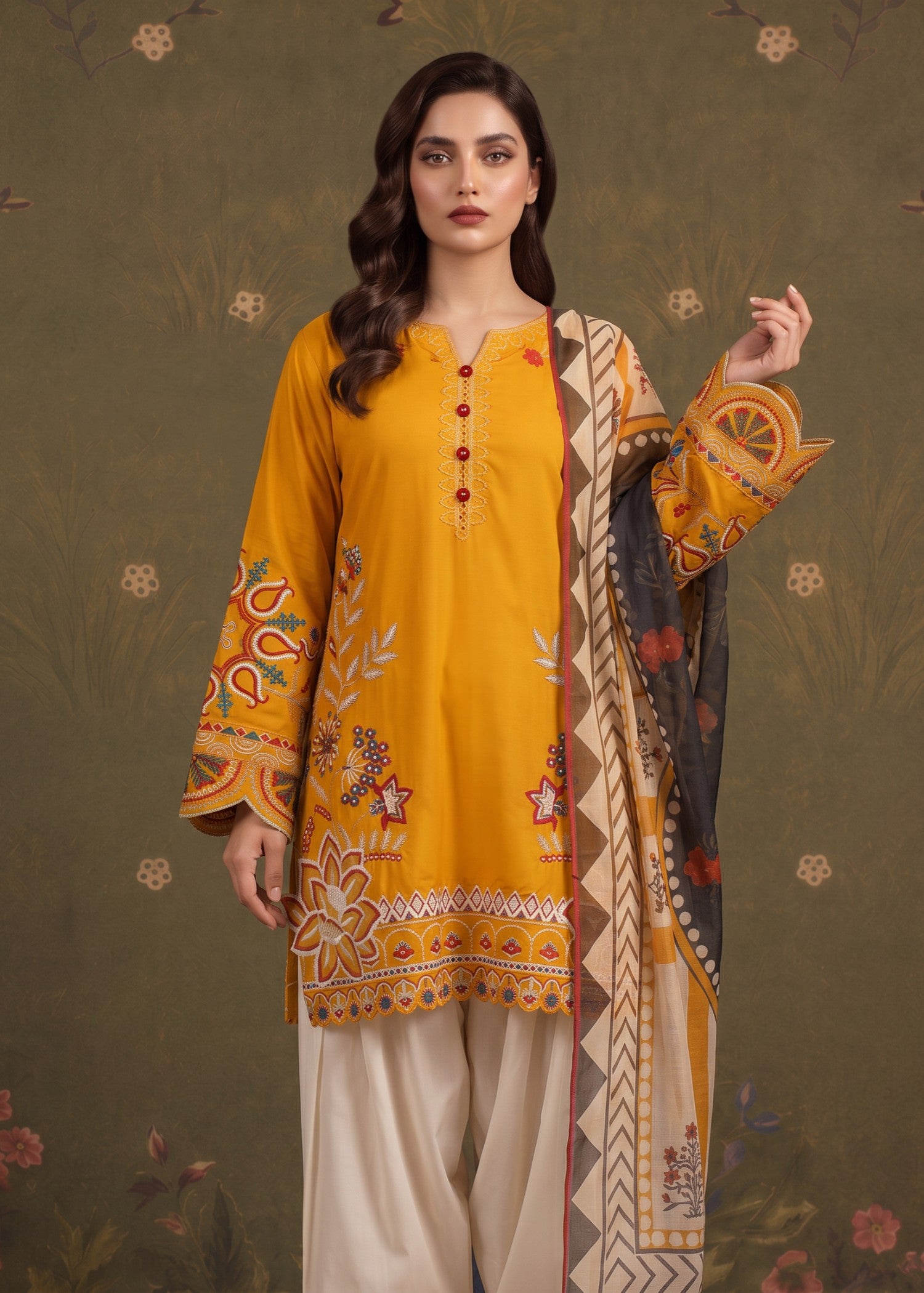 cambric cotton Kurta Set in Honey