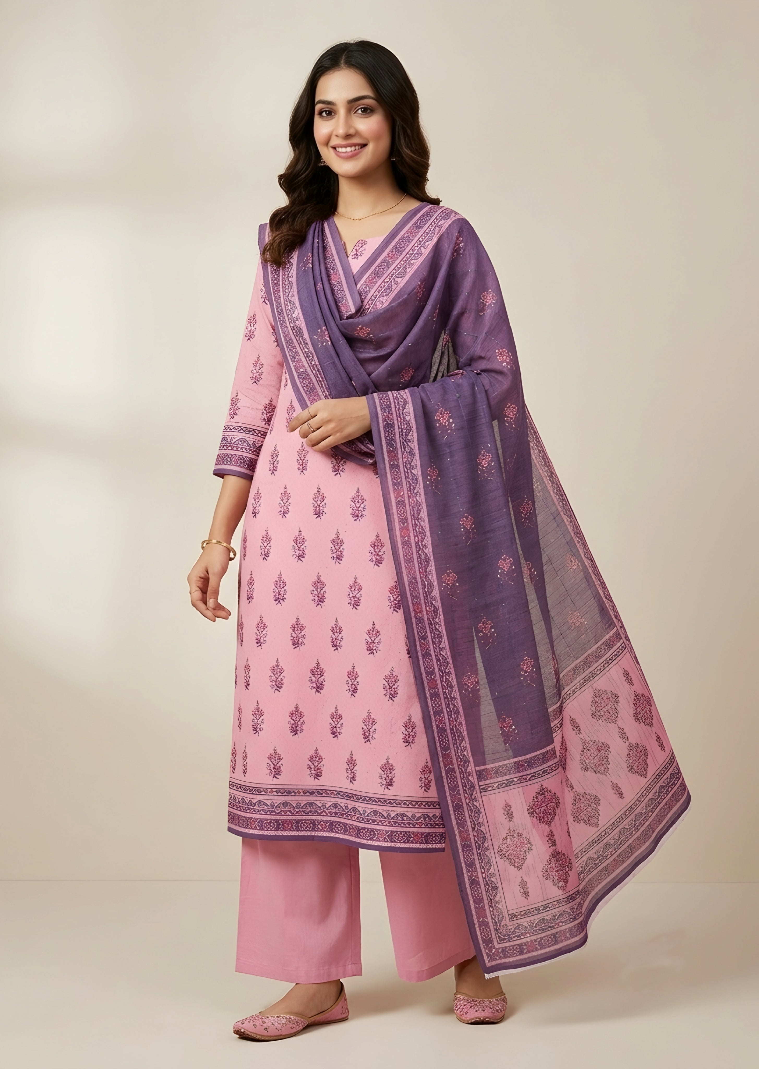lawn Unstitched in Blush pink