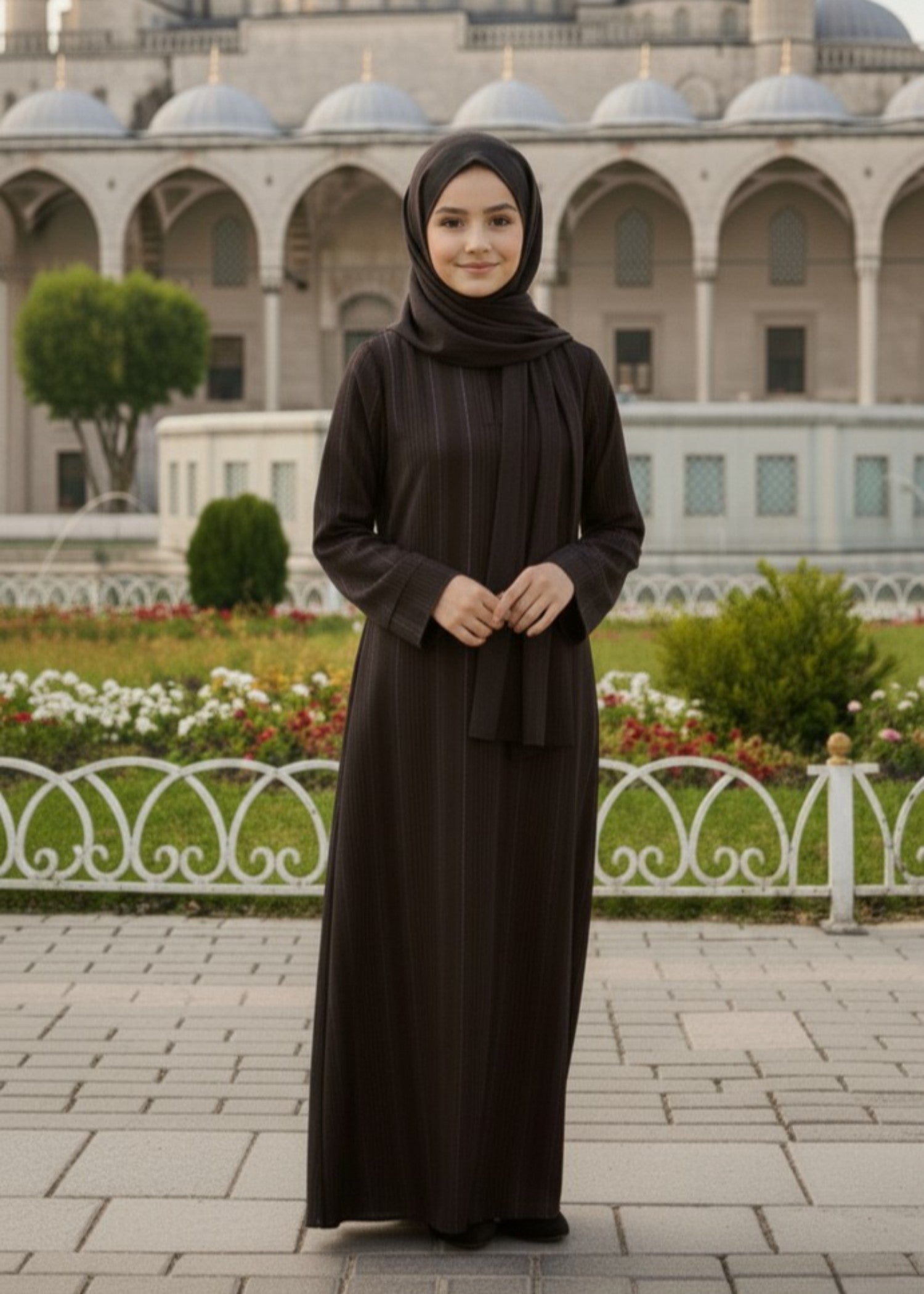 nidha Abaya in Dark brown