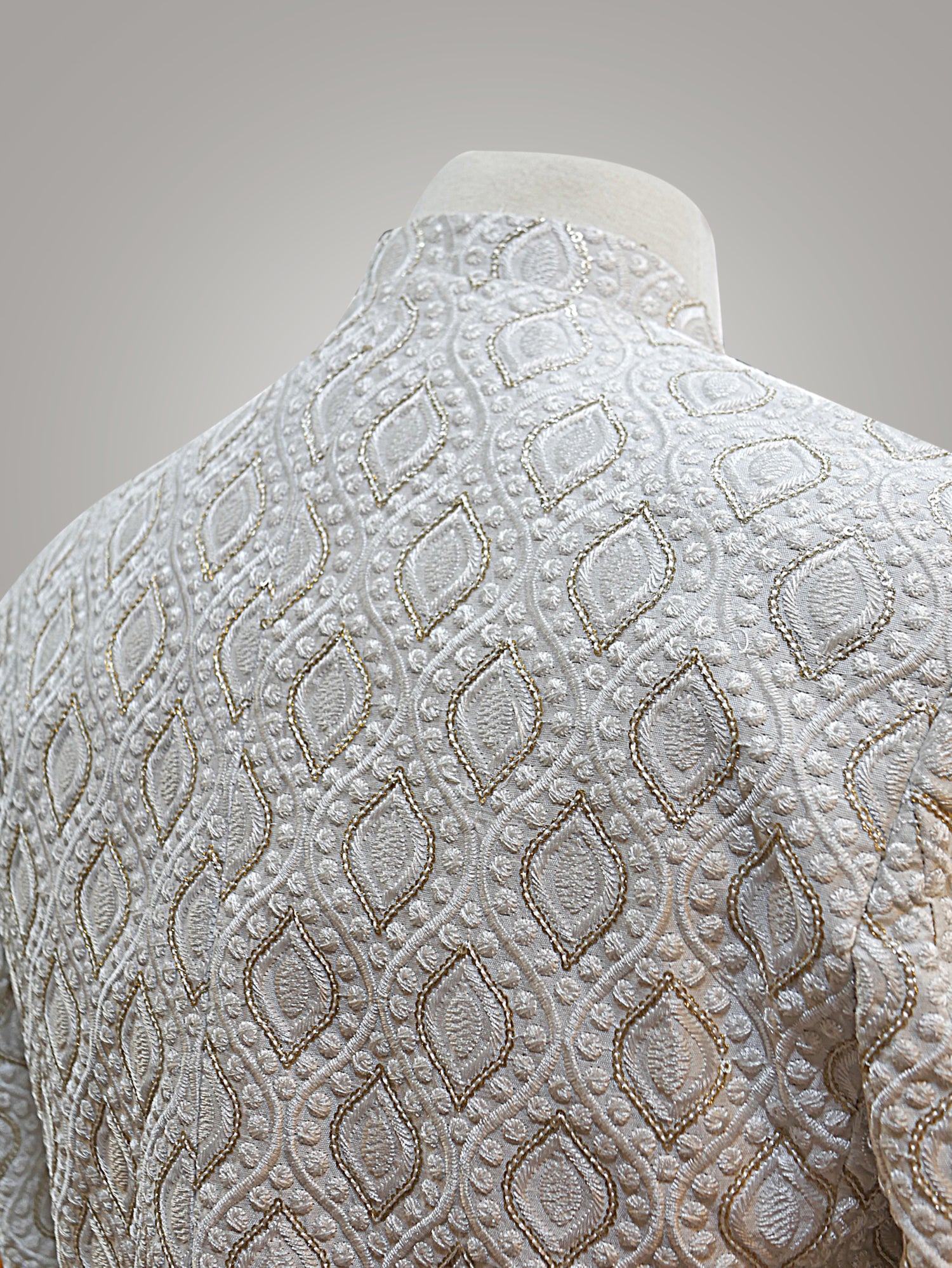 jamawar Prince Coat in Cream