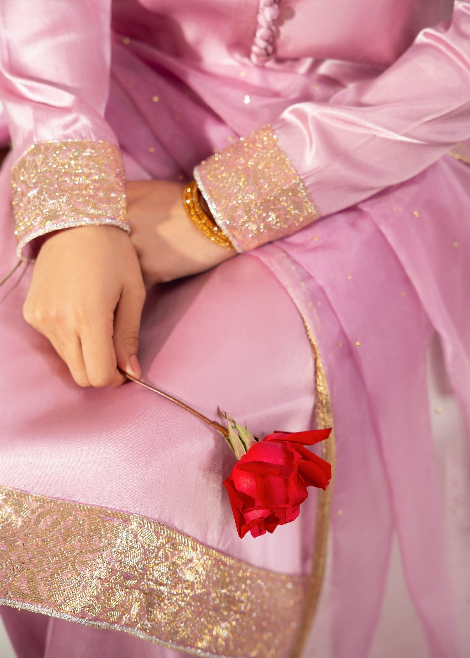 cotton silk Kurta Set in Blush pink