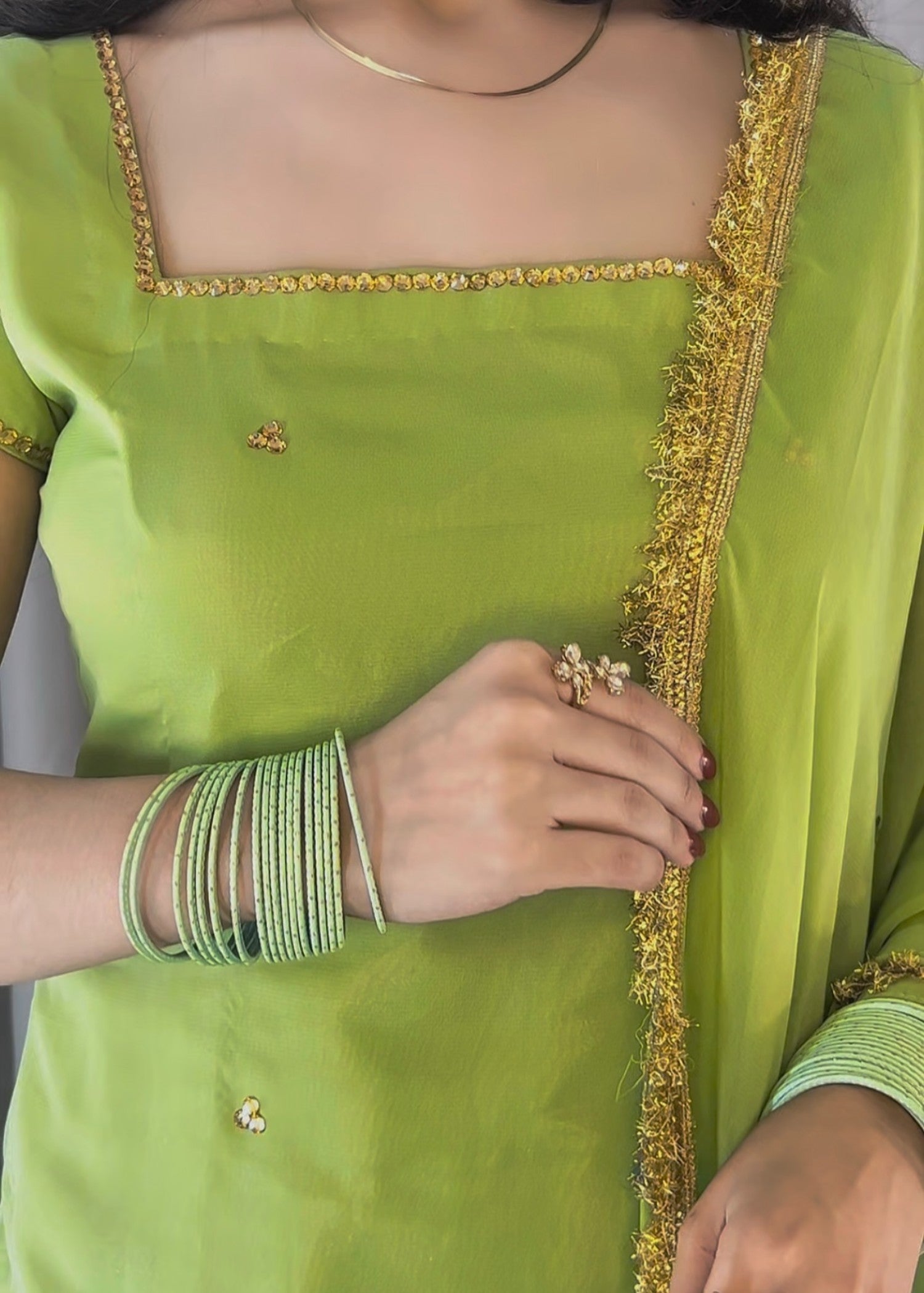 lawn Sharara in Herb green