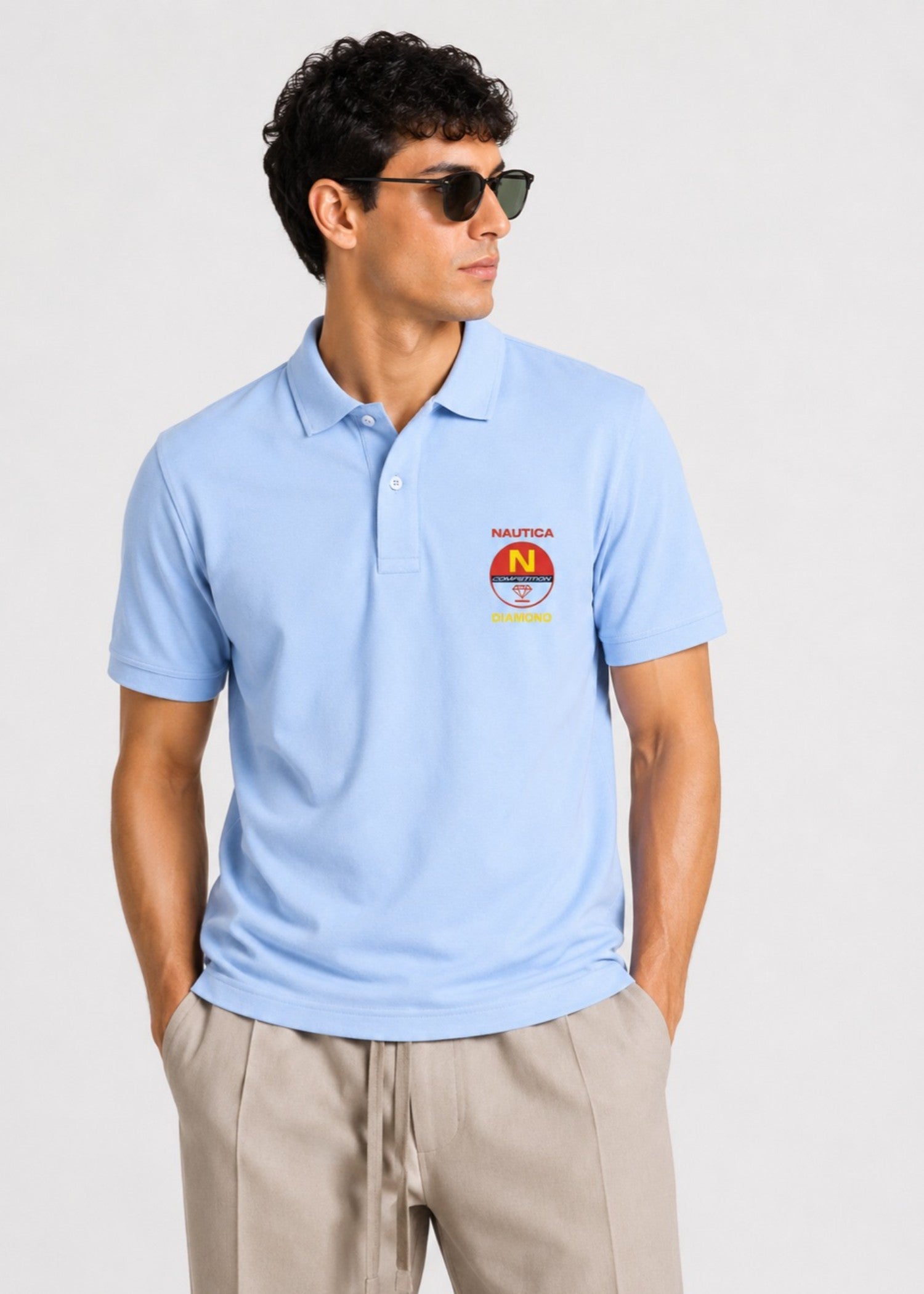 cotton Polo Shirt in Sky