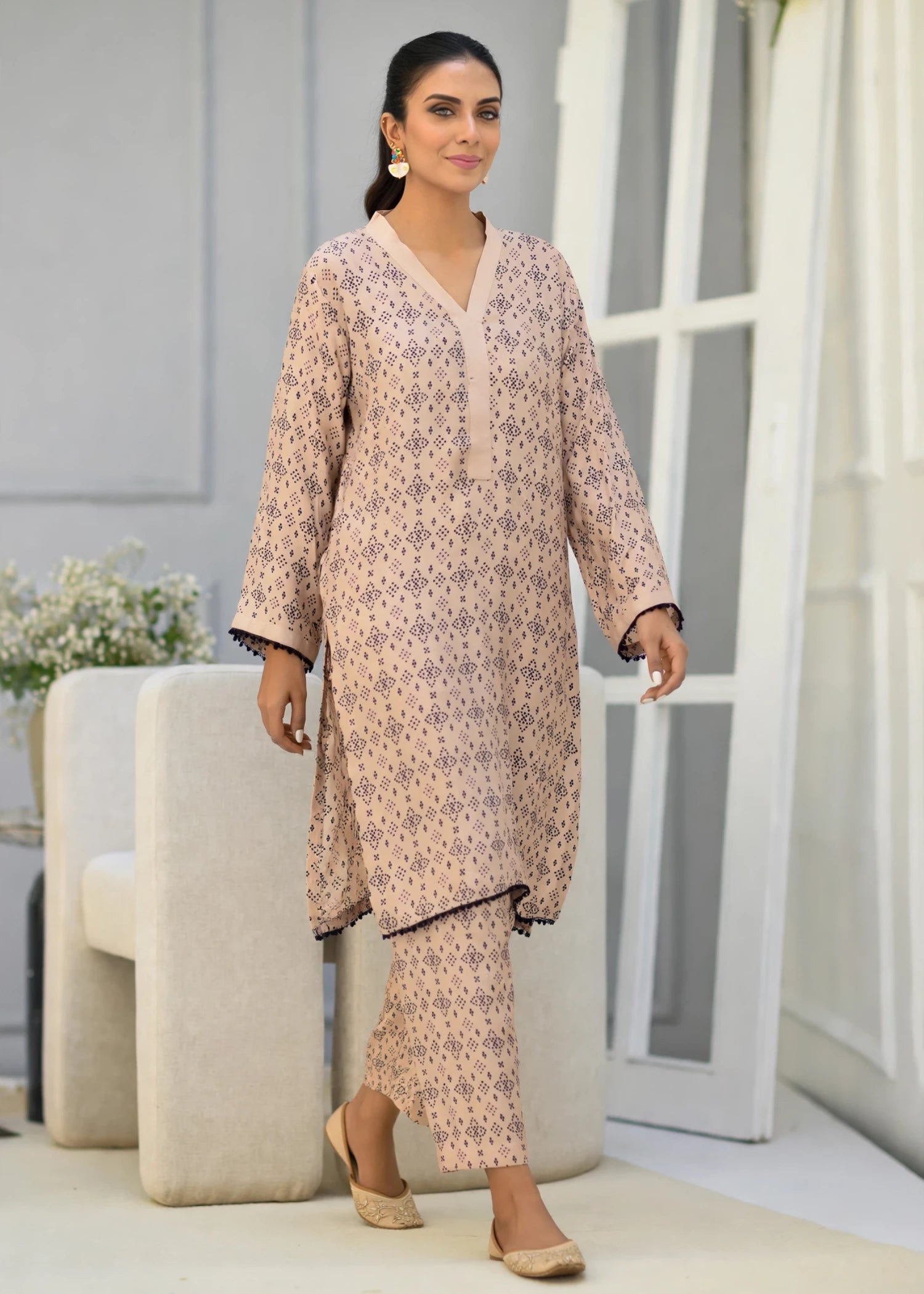 arabic lawn Co Ord Sets in Beige