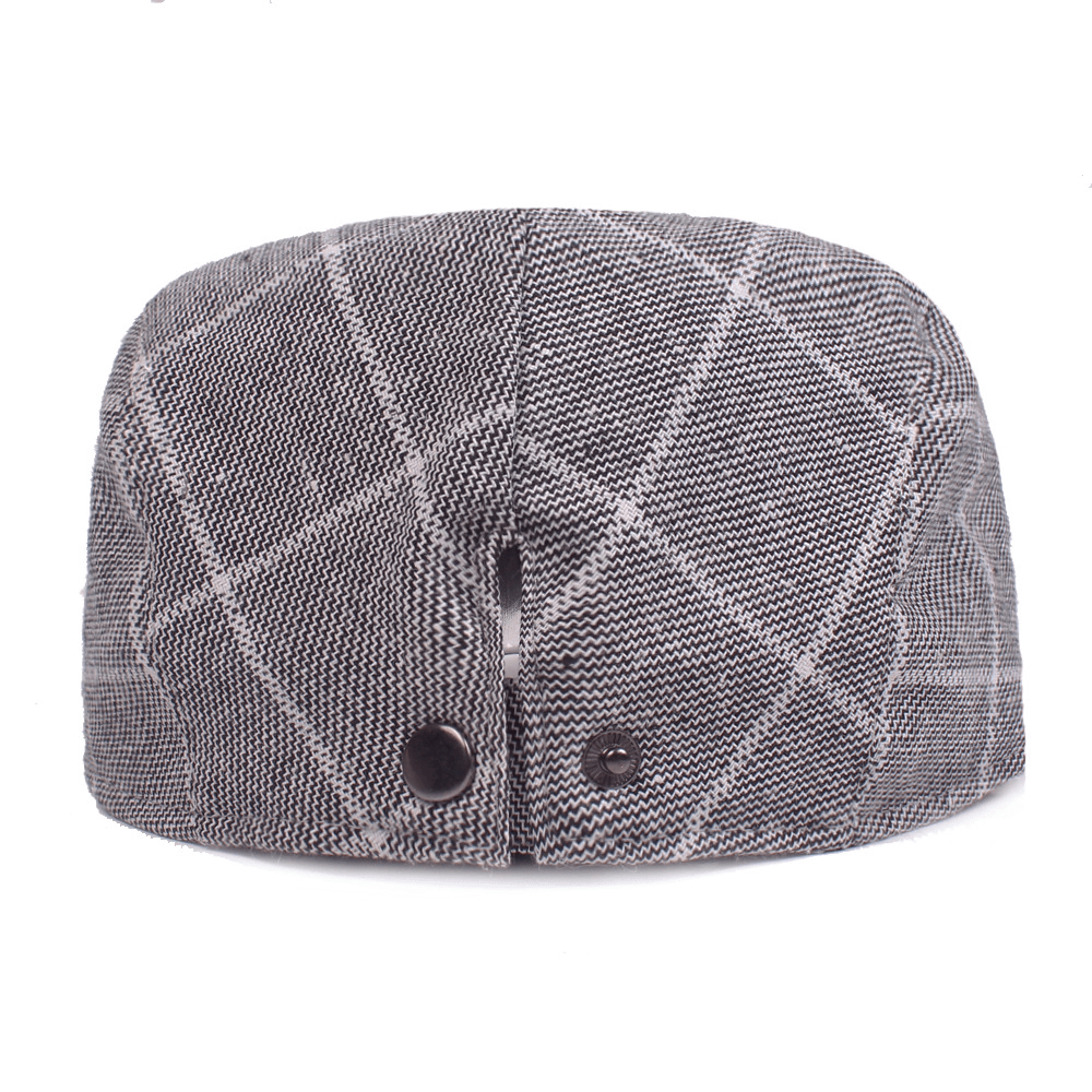 Men'S Plaid Cap Cotton College Style