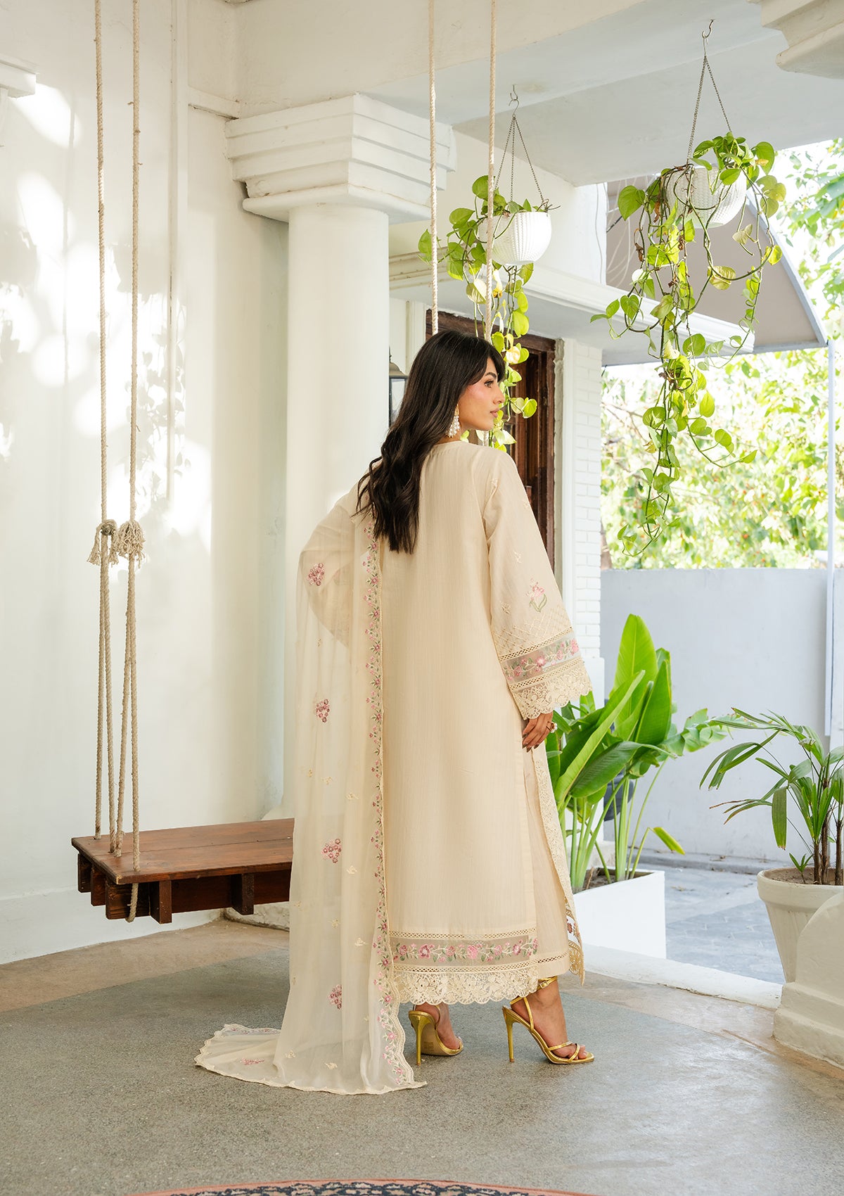 lawn Kurta Set in Cream