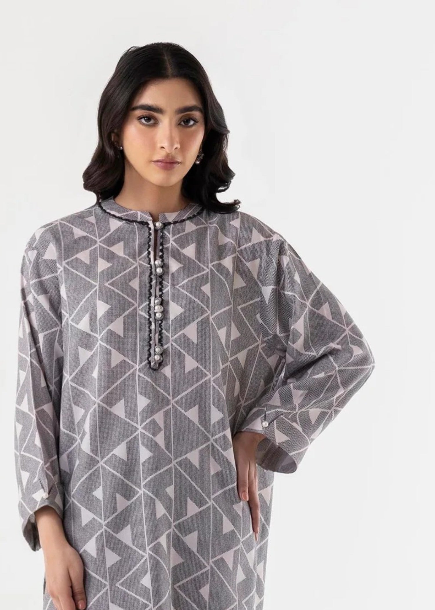 linen Kurti in Grey