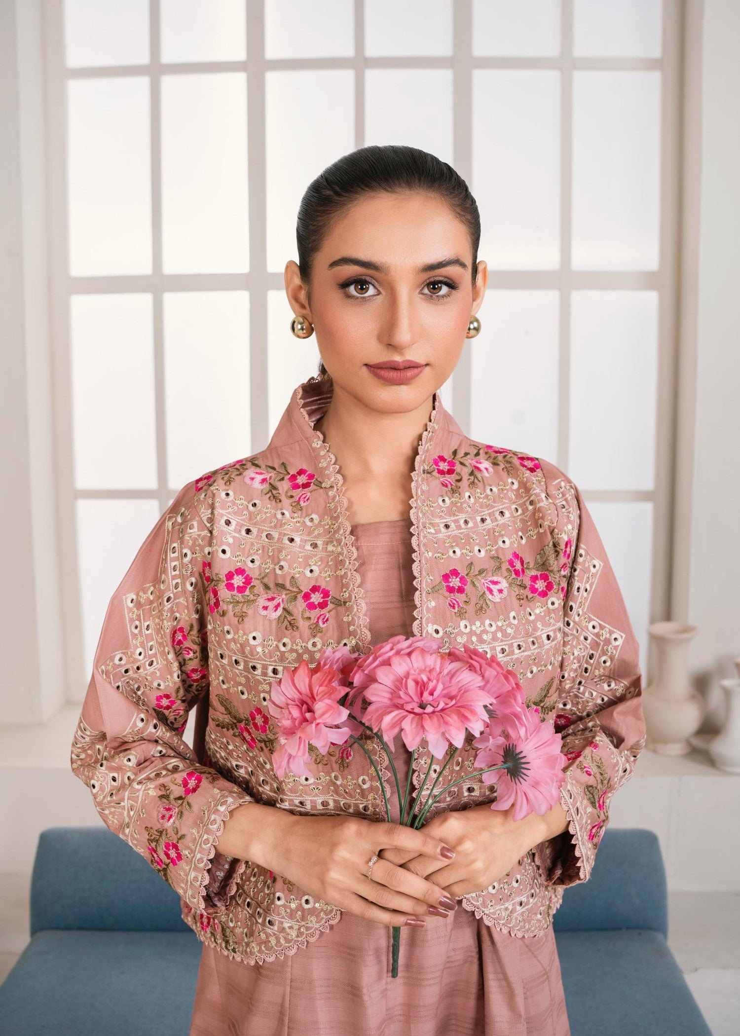 cotton Pishwas in Rose pink