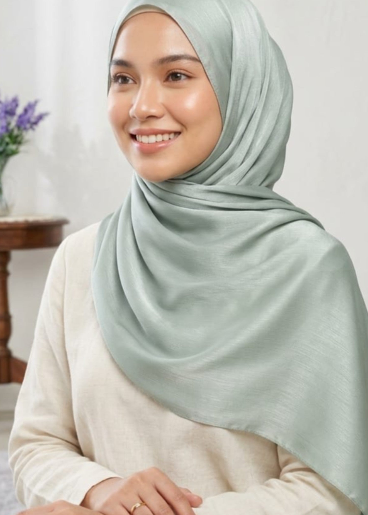 organza Hijab in Green
