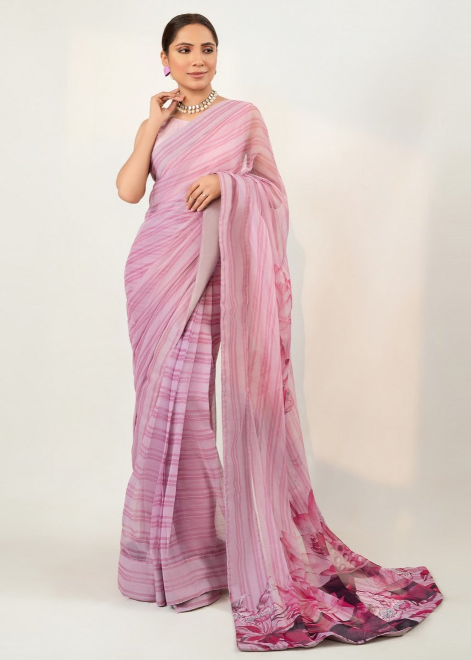 raw silk Saree in Lilac