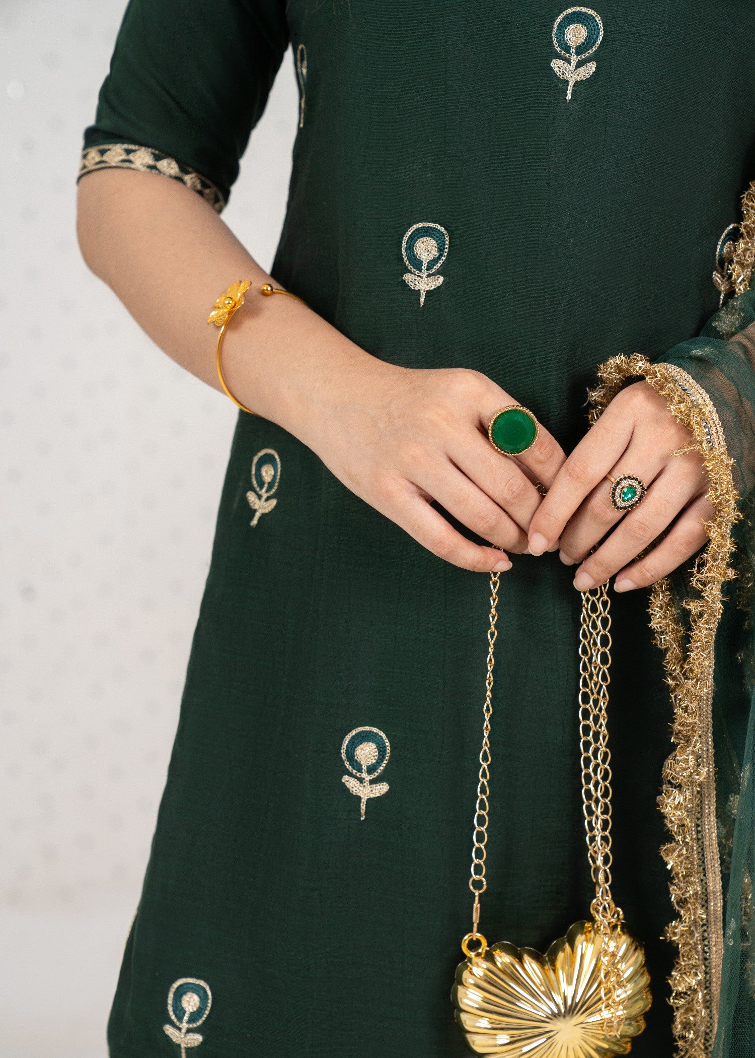 raw silk Sharara in Bottle green