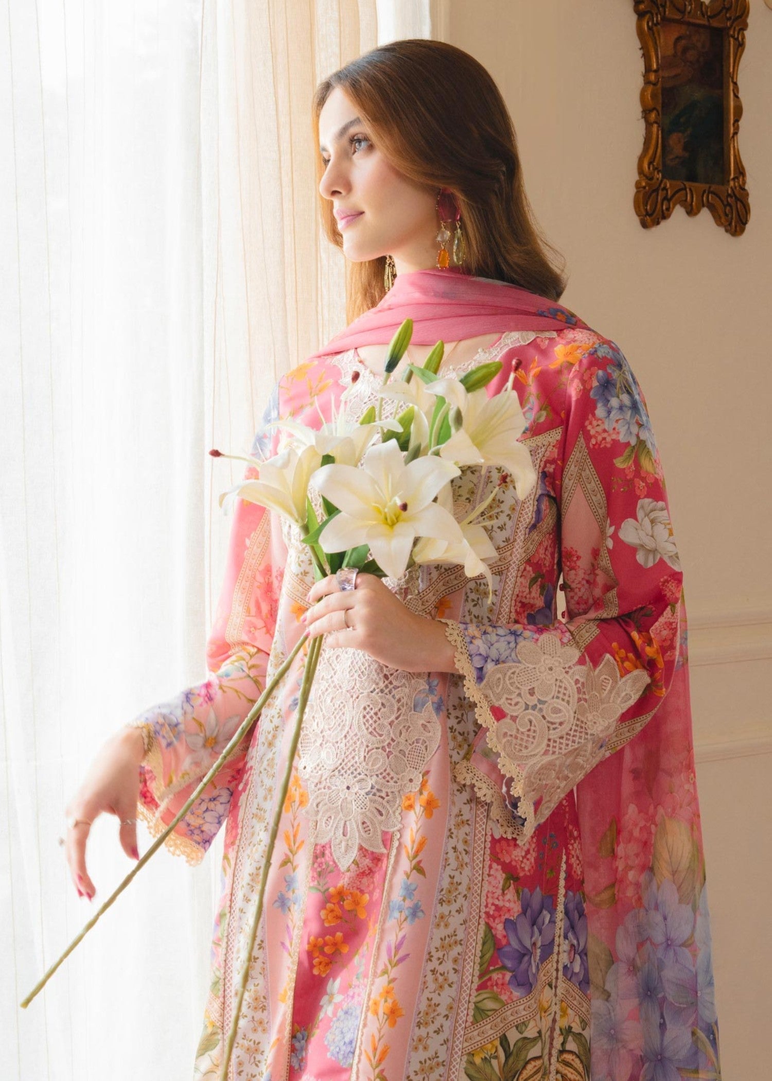poly lawn Kurta Set in Blush pink, peach pink