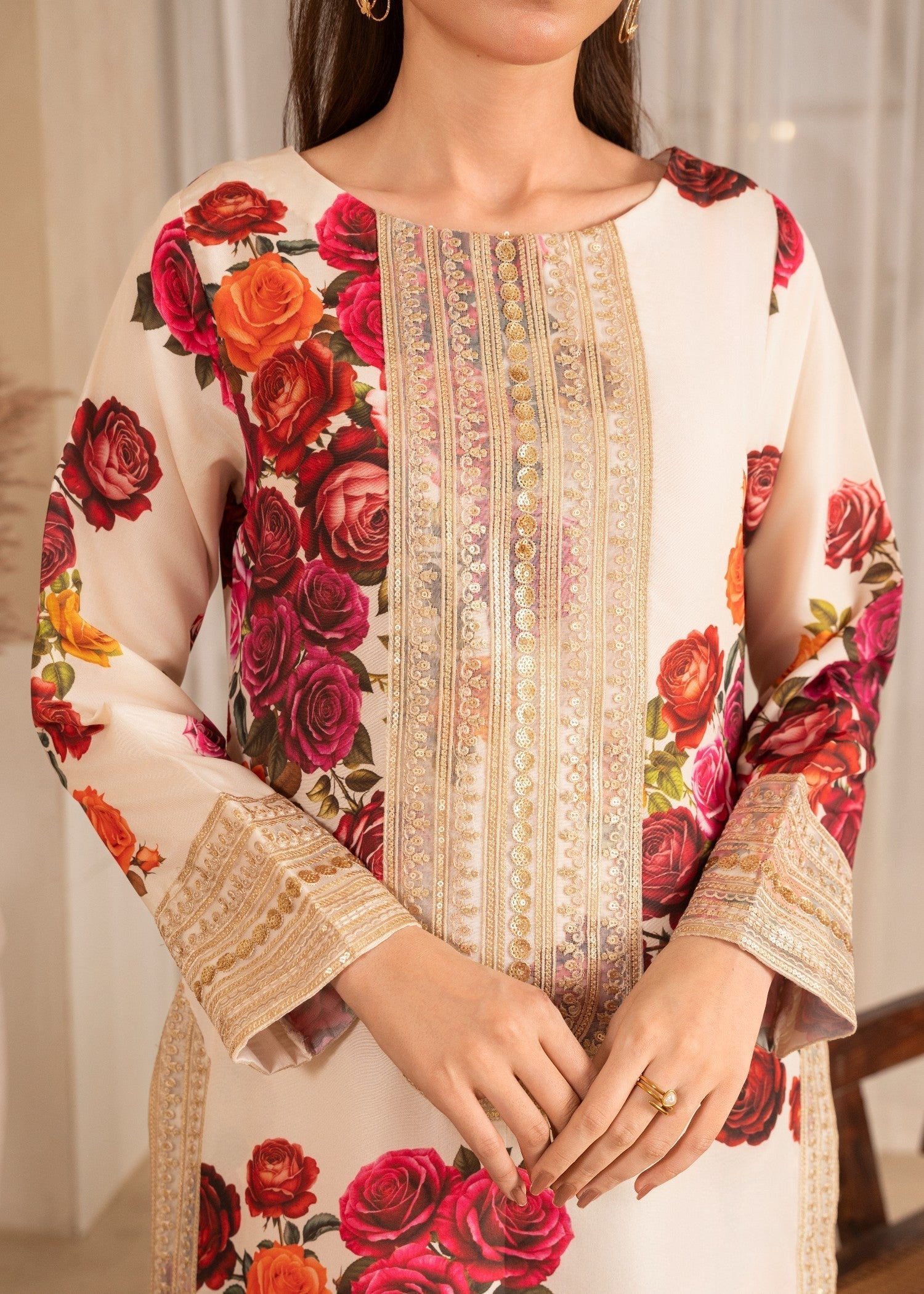 poly silk Co Ord Sets in Ivory