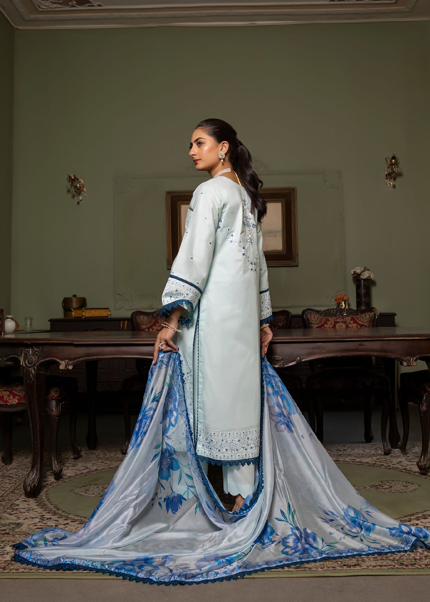 cotton Unstitched in Powder blue