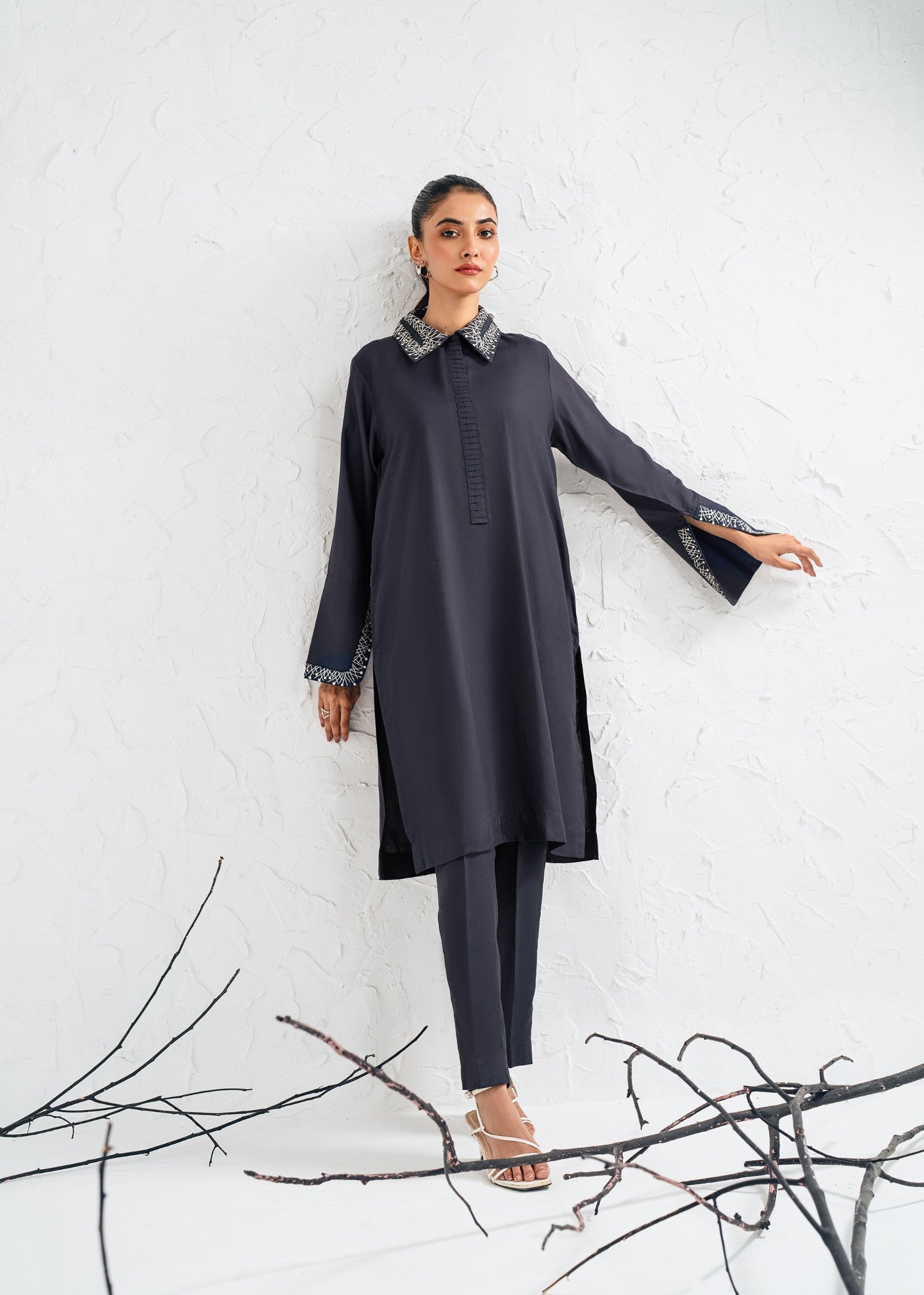 raw silk Co ord Sets in Navy blue