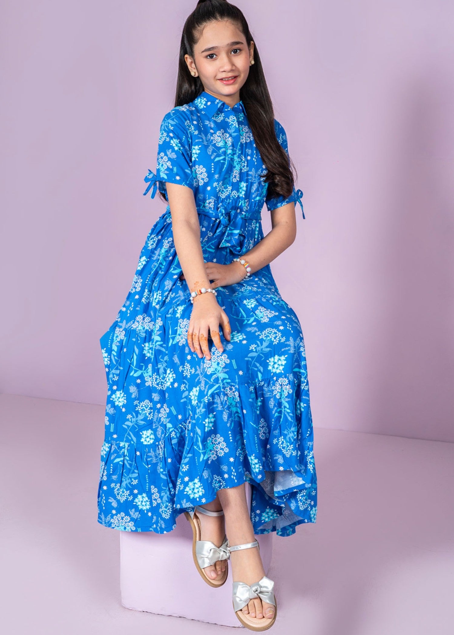 linen Frock in Royal blue