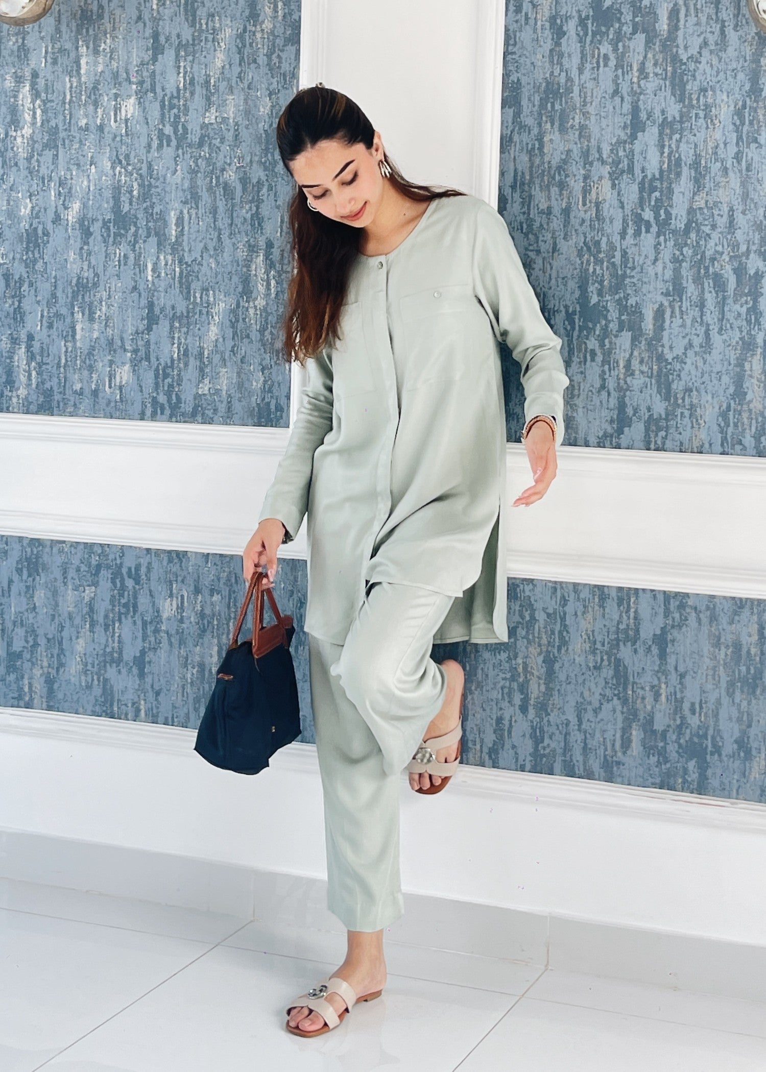poly modal Co ord Sets in Mint green