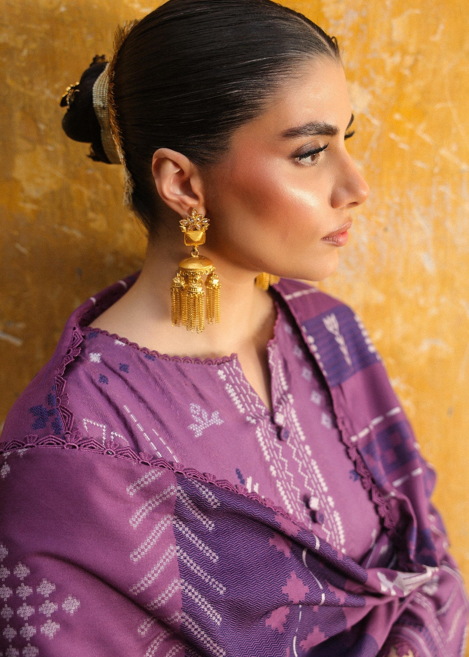 jacquard viscose Unstitched in Purple
