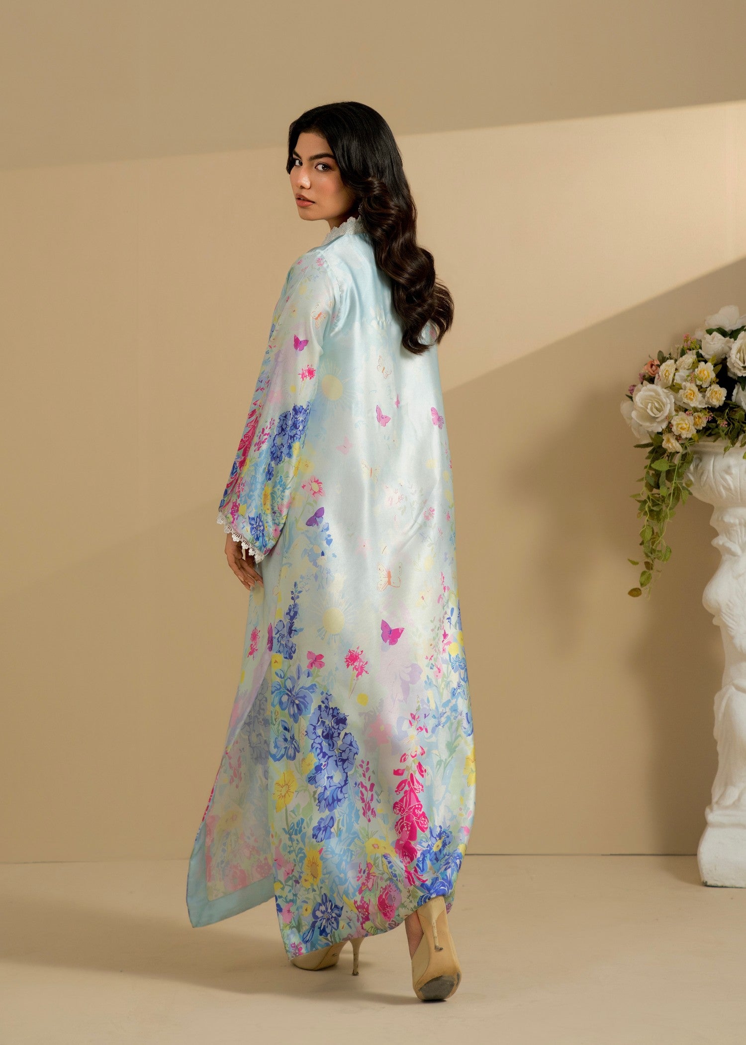 silk Kurta Set in Ice blue