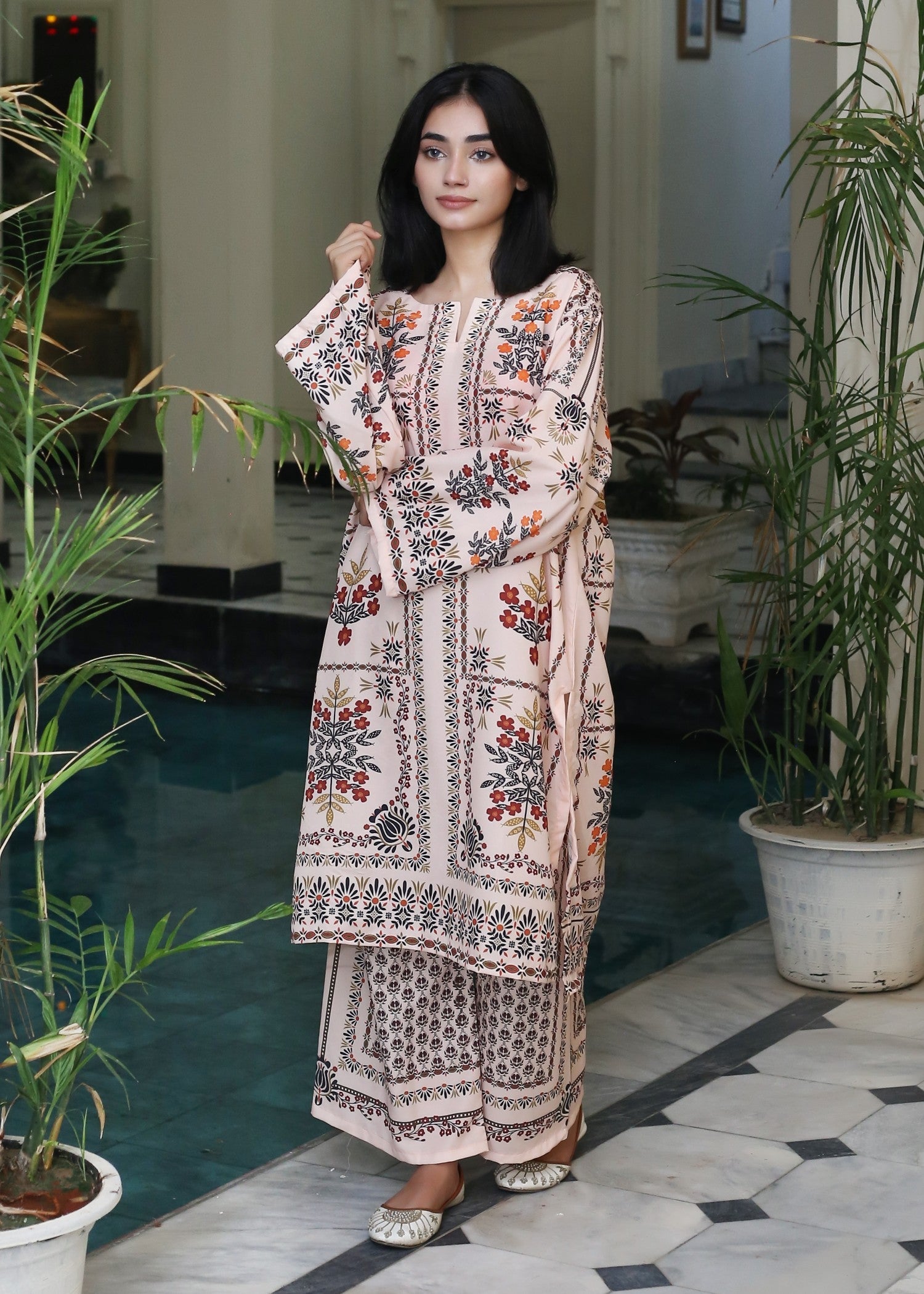 poly lawn Co Ord Sets in Baby pink