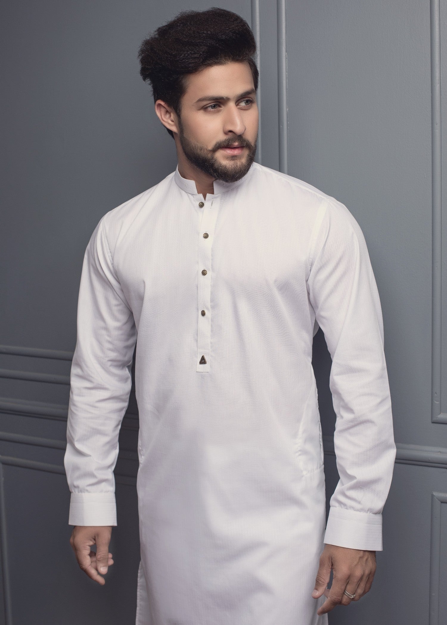 cotton satin Kurta Set in Off-white