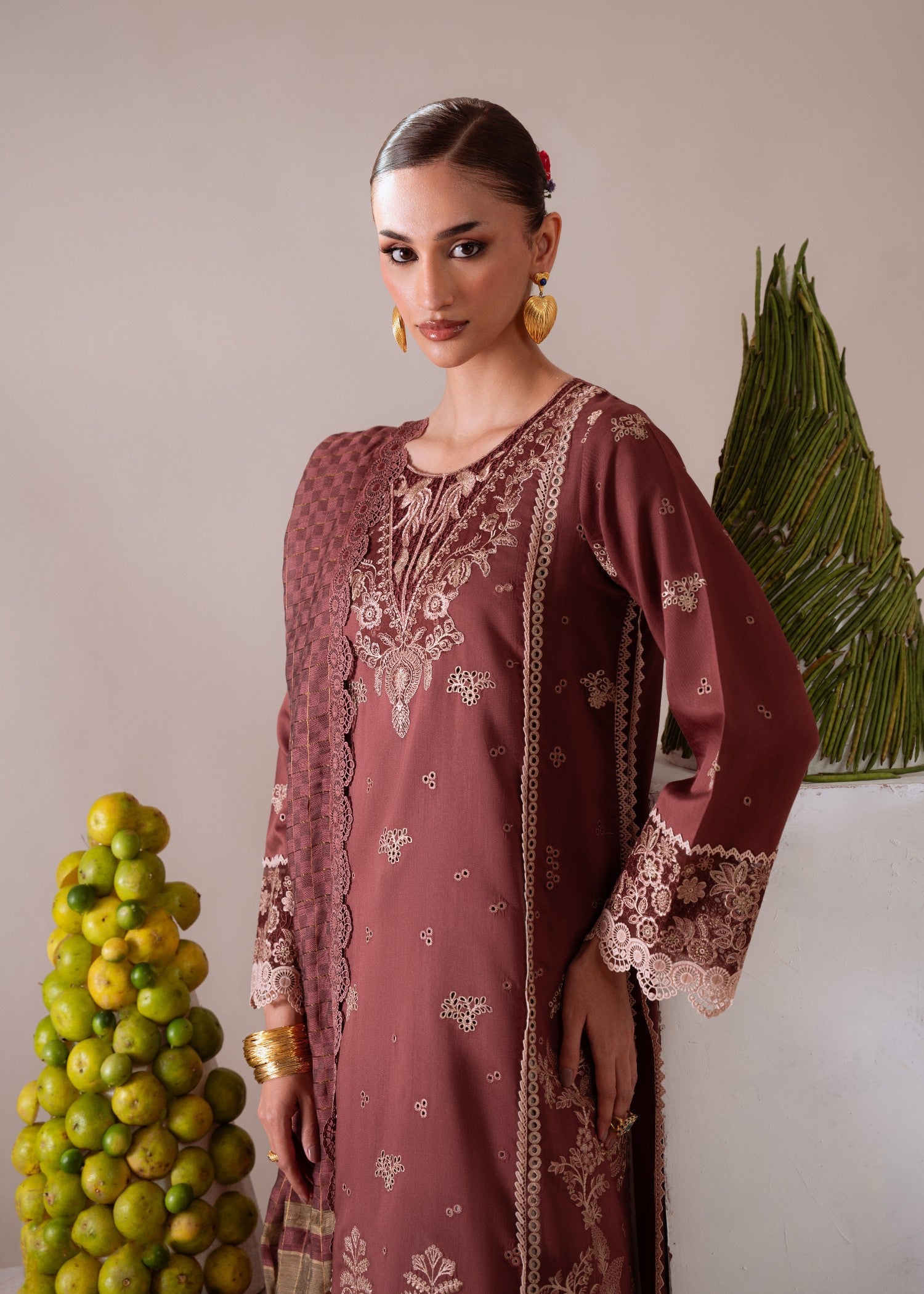 linen Unstitched in Russet brown