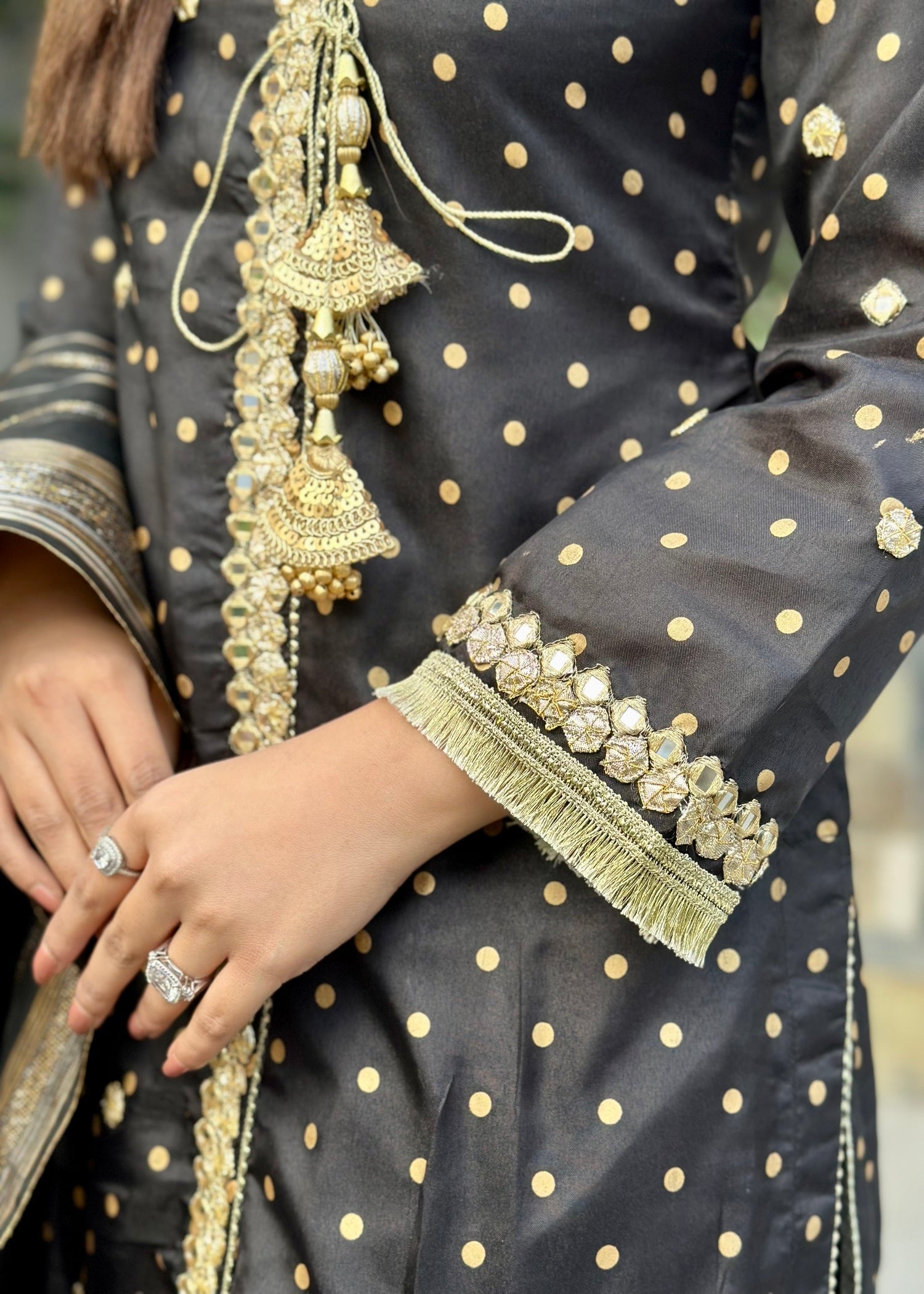 kattan silk Angrakha in Black