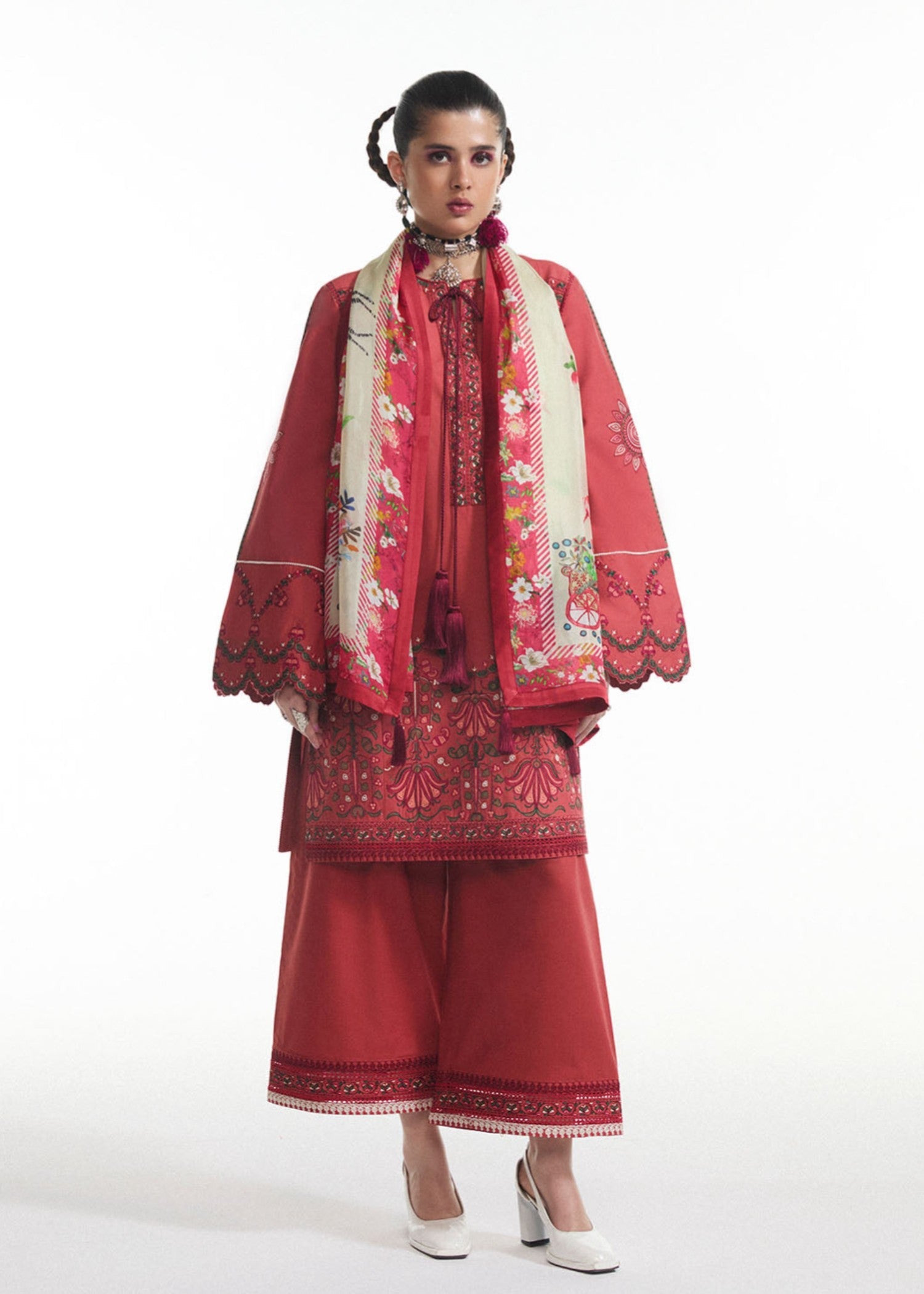 cotton Kurta Set in Berry red